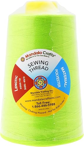 Vista 105 de Mandala Crafts - Hilo de coser multiusos de poliéster para máquina de coser de sarga, sobrehilado, acolchado Beige