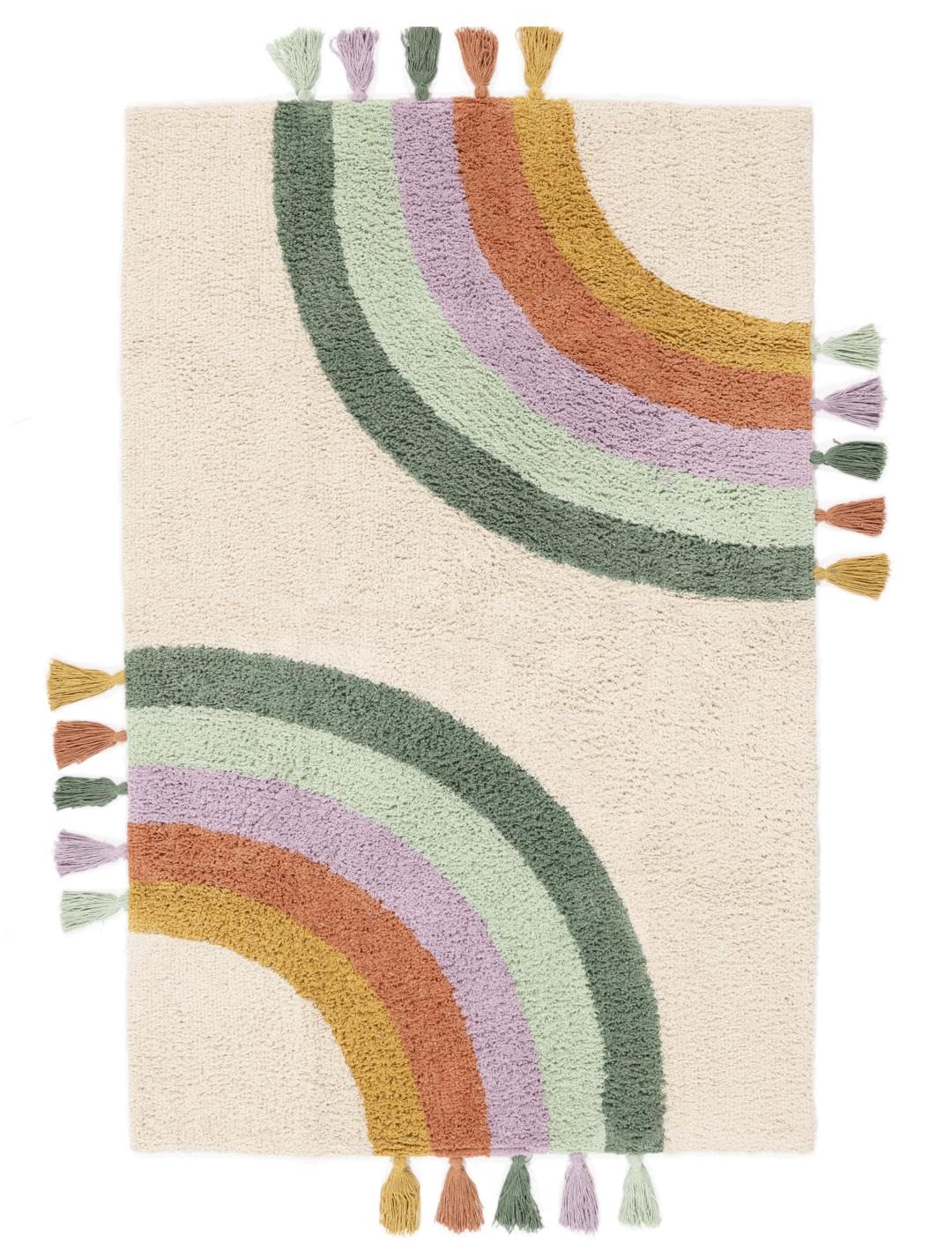 RugVista Rainbow, Tapis pour Enfants, Modernes Enfants, 100 x 160 cm, Rectangulaire, Poil Ras, Chambre d'enfant, Lavage en Machine, sans Produits Chimiques Dangereux, Off Blanc/Multi