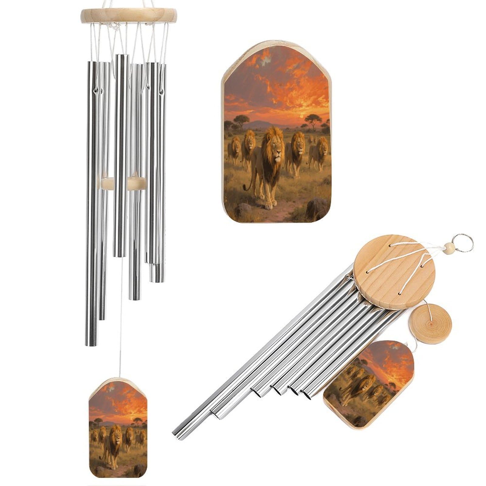 Lion Wind Chimes for Outdoor Large Deep Tone Aluminium Wind Chimes Soothing Melodic Sound 20.5" Hanging Metal Windchimes Outdoors Decor for Patio Porch Yard
