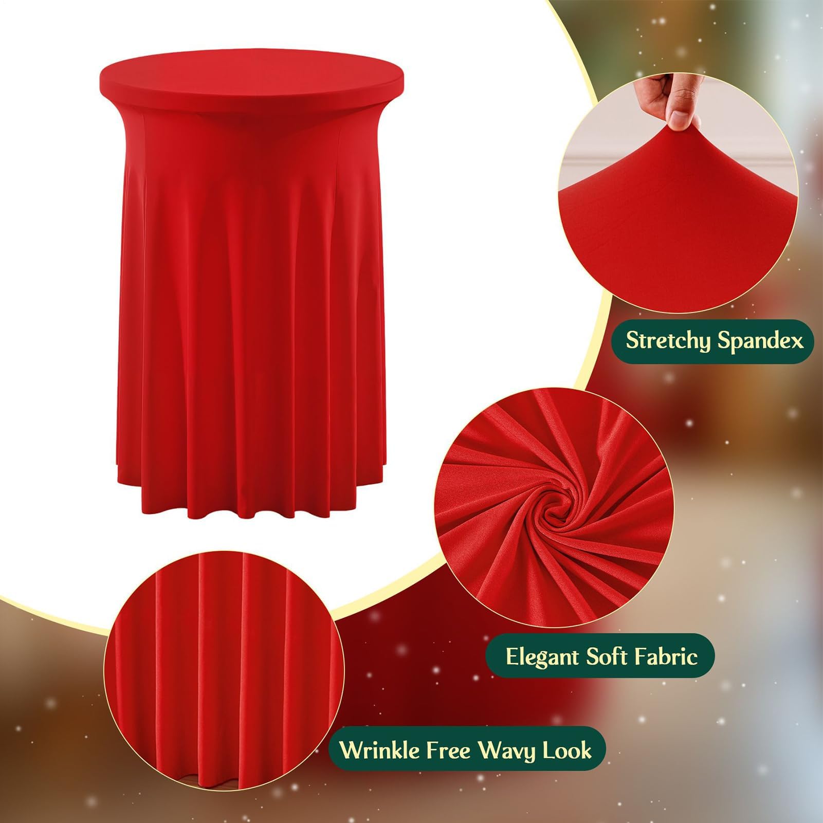 Tovaglia alta elasticizzata per tavoli da cocktail, tovaglie per feste di Natale, eleganti coperture per banchetti per interni ed esterni, matrimoni, bistrot e pub, facili da pulire
