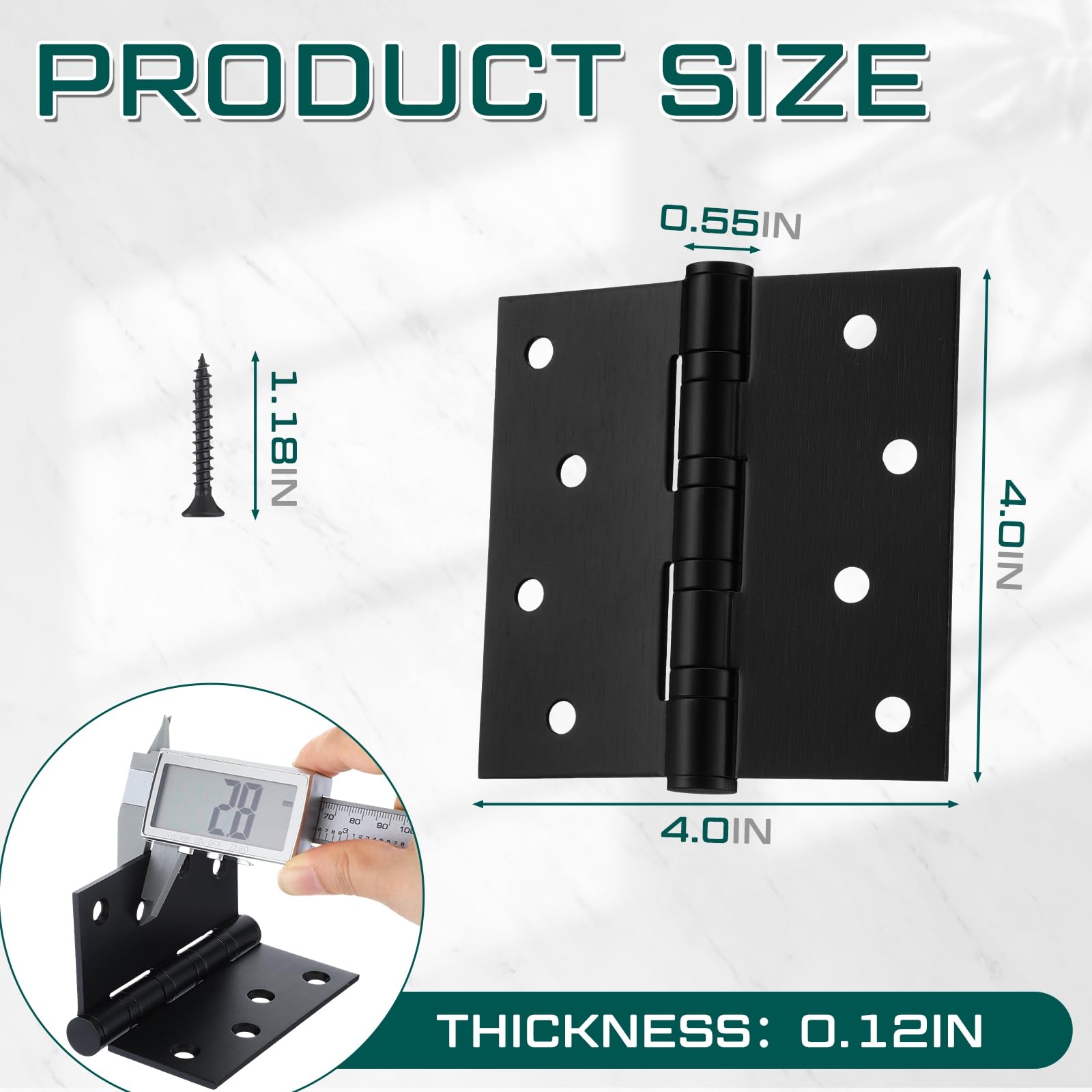 Yaocom 12 bisagras de puerta con rodamiento de bolas de 4 pulgadas, bisagras de acero inoxidable, bisagras de puerta exterior de 4 x 4 pulgadas con esquinas cuadradas para puertas exteriores e