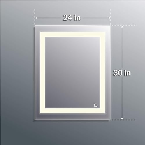 Miniatura 4 de Homewerks 100157 - Espejo de baño LED de 24 x 30 pulgadas, montaje en pared, sin marco, antiniebla, regulable, 1200 lúmenes, blanco súper brillante,