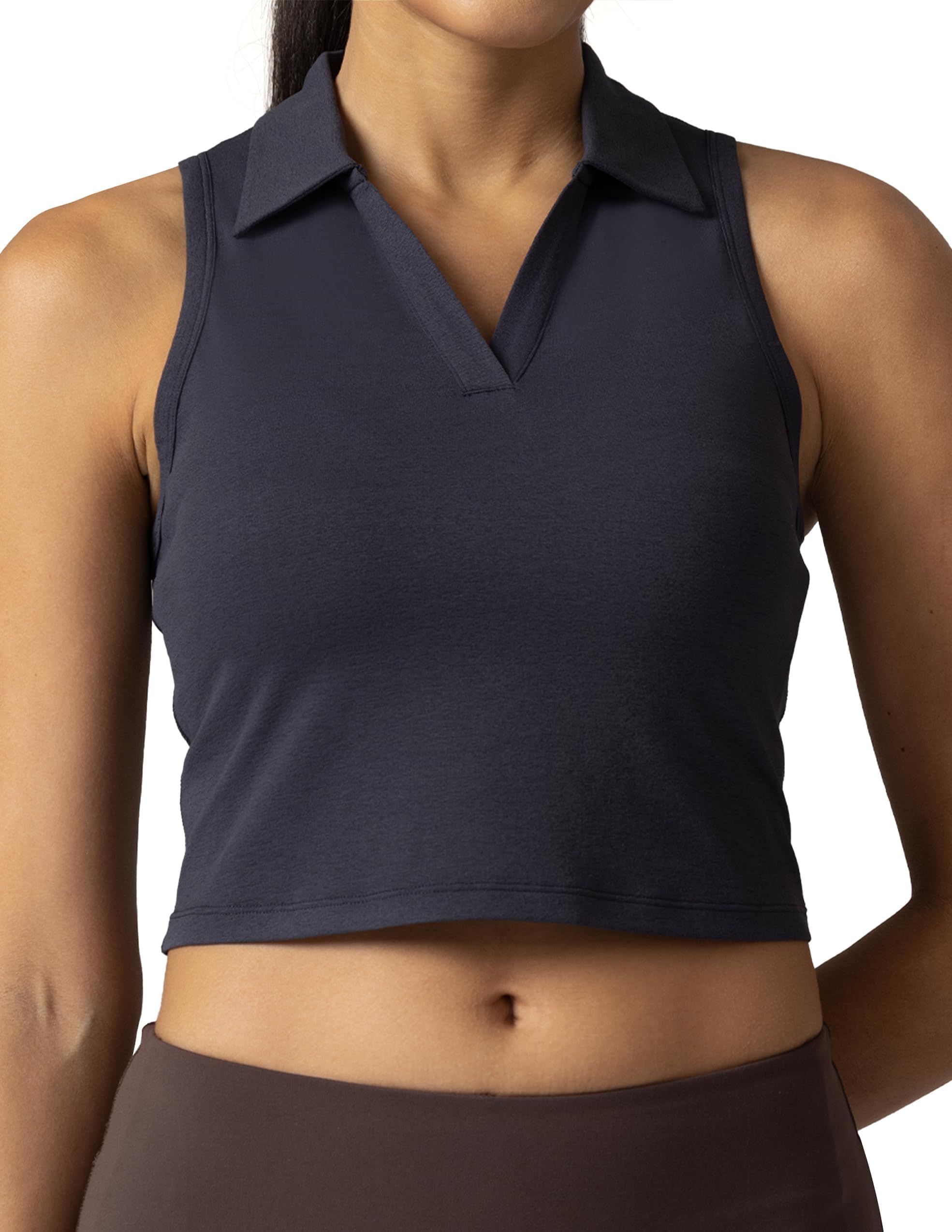 Colorfulkoala Women's Polo Tank, Slim‑Fit Sleeveless Golf Crop Top | Stretchy Soft Fabric, Tailored for Tennis, Golf, Workout & Everyday Casual Wear