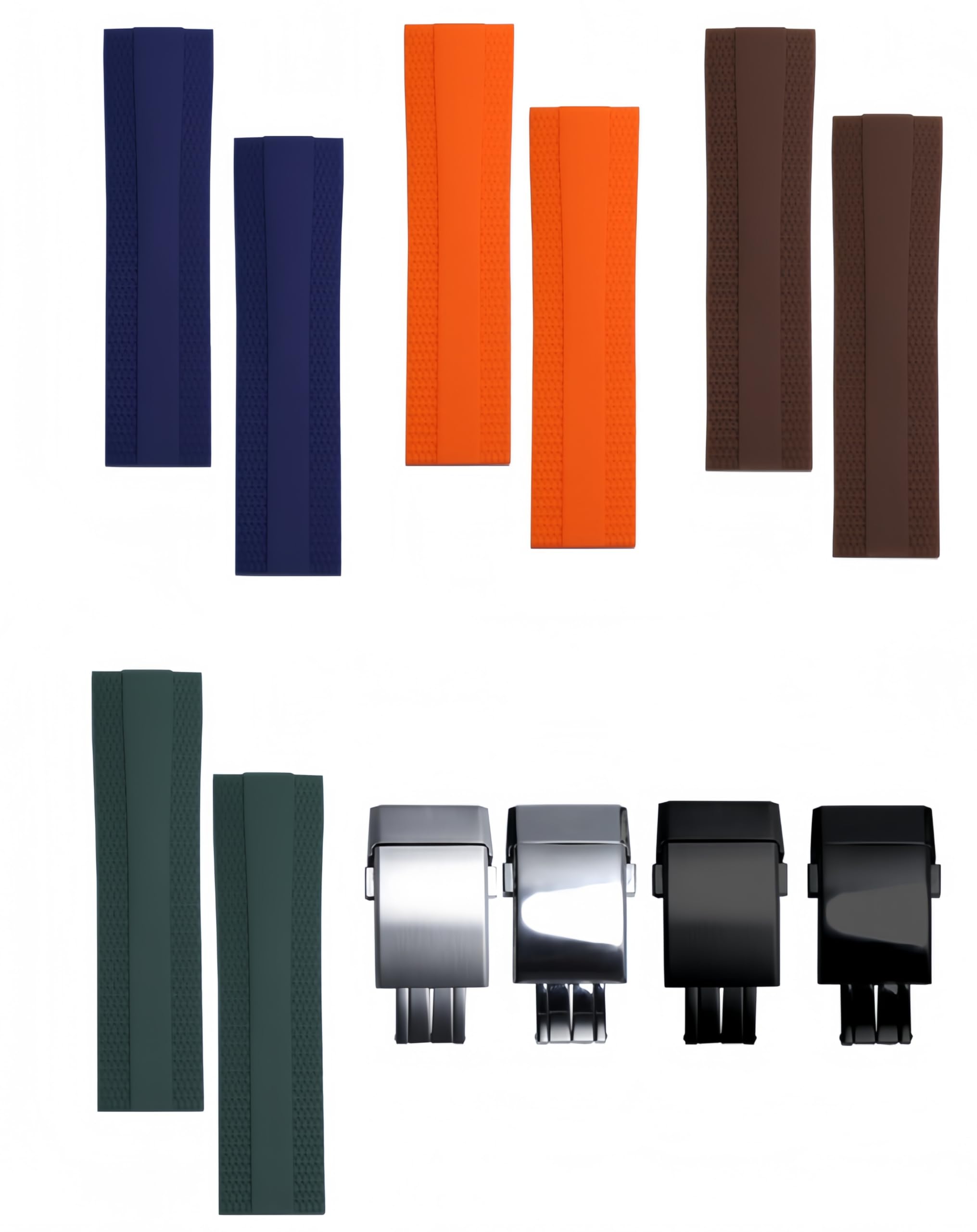 Cinturino Ricambio Silicone Morbido 22 mm - Regolabile, Sport & Quotidiano per Breitling Navitimer/Superocean Heritage-Fibbia marrone + argento satinato 22mm