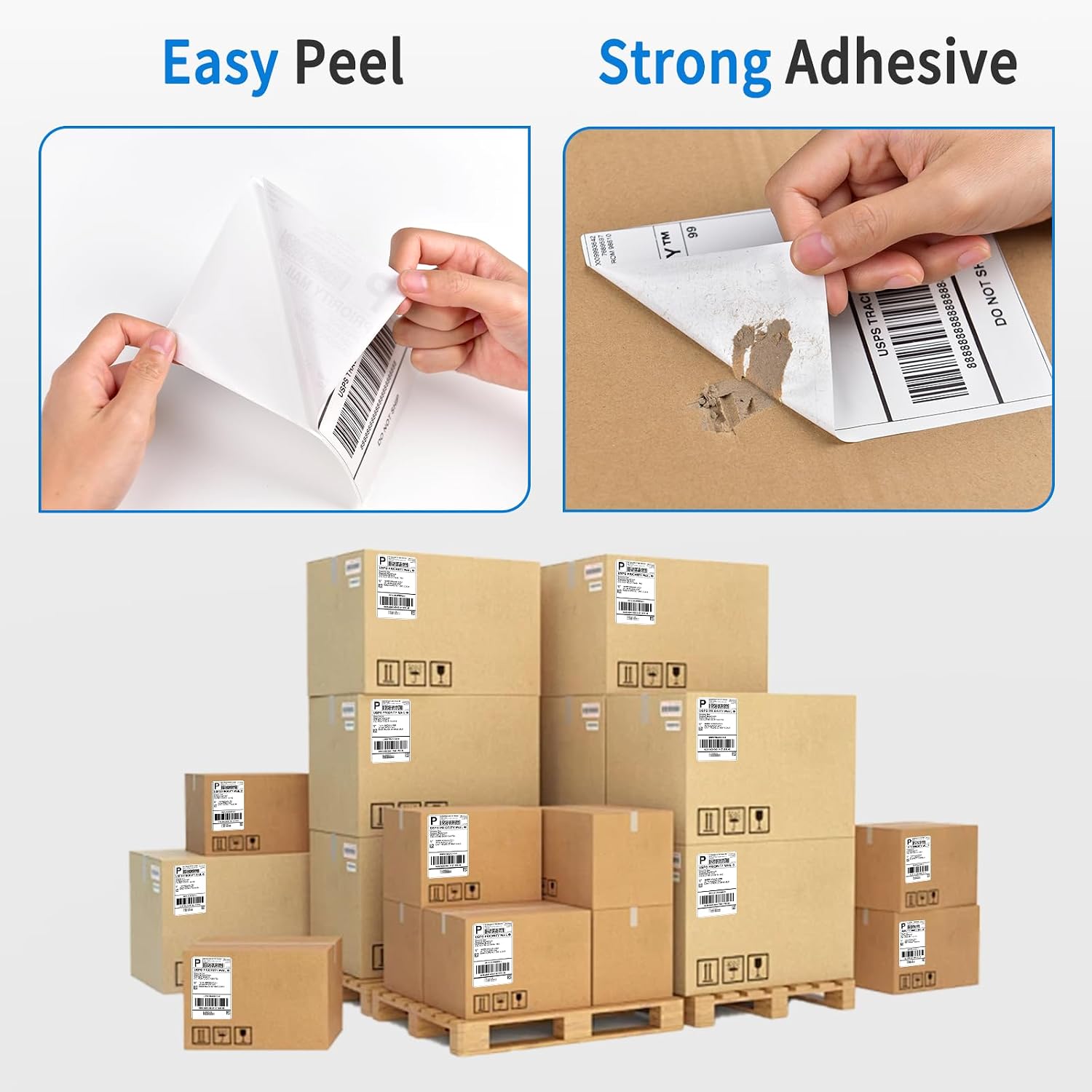 1000 4 x 6 Direct Thermal Labels 500/Stack, White Fanfold Perforated Strong Adhesive Shipping Labels Compatible for Most Thermal Printers, 2 Stack