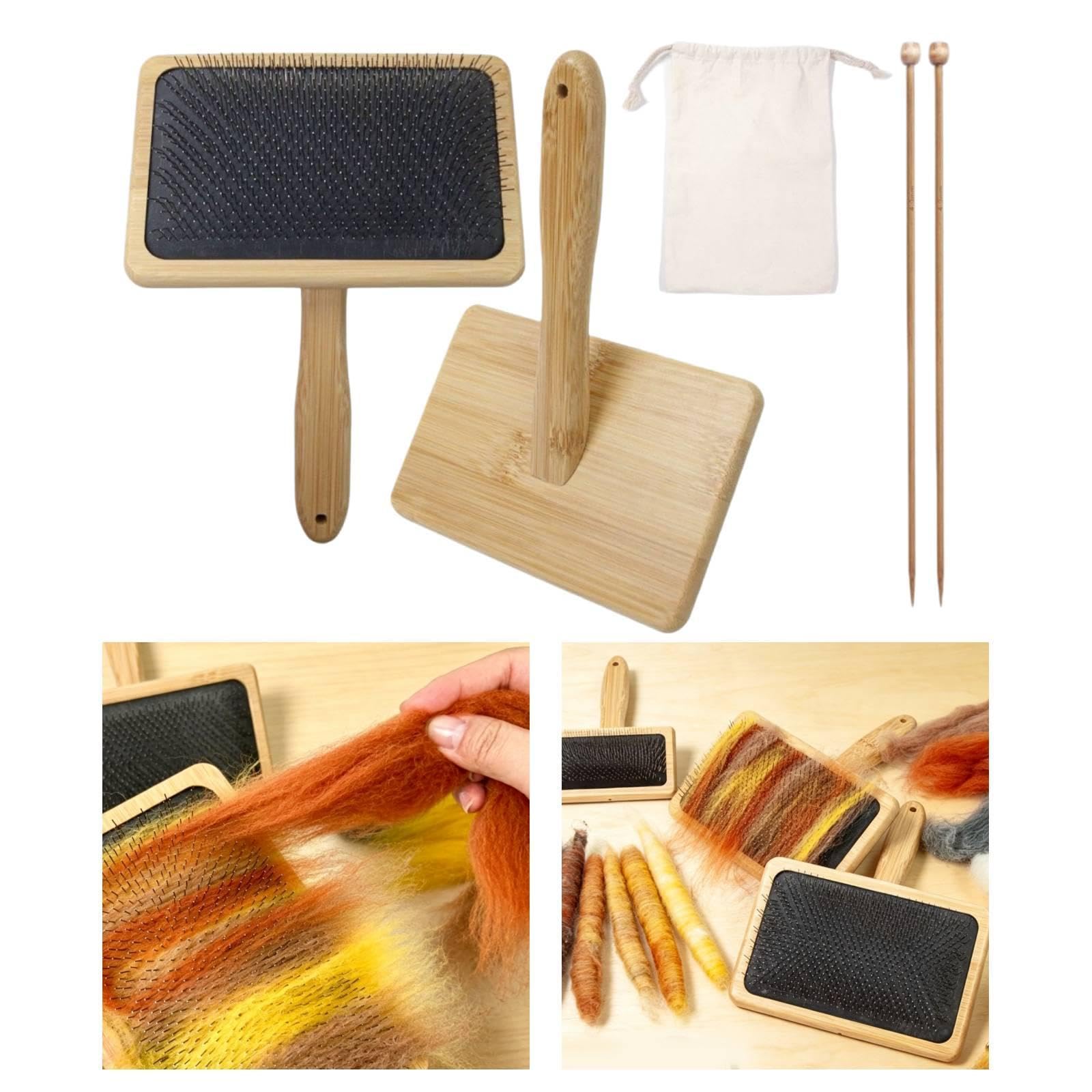 Generic Ensemble de Brosses à Carder, Brosse Cardeuse pour Chien, Outils de Feutrage pour Crochet et Feutrage