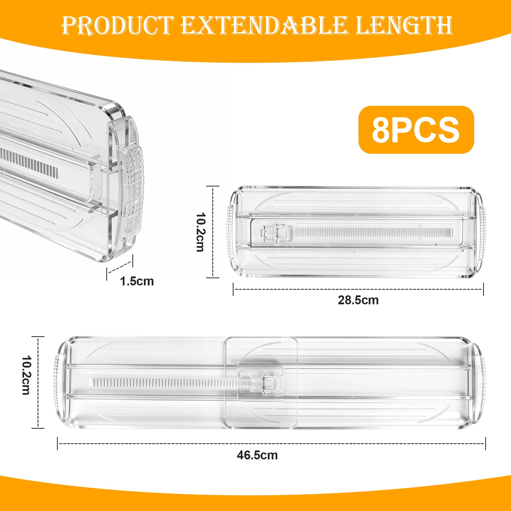 Separadores De Cajones Ajustables 8 Piezas 28,5-50,5 Cm Transparentes Organizador Cajón