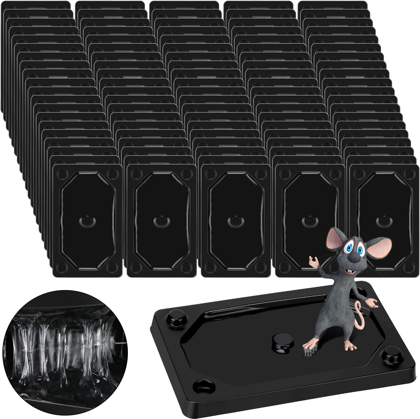 Qualirey64 Pieces Mouse and Insect Glue Traps Plastic Sticky Adhesive Mice Snake Insect to Use Indoor for Home 3 x 5 Inch (3 x 5 Inch)