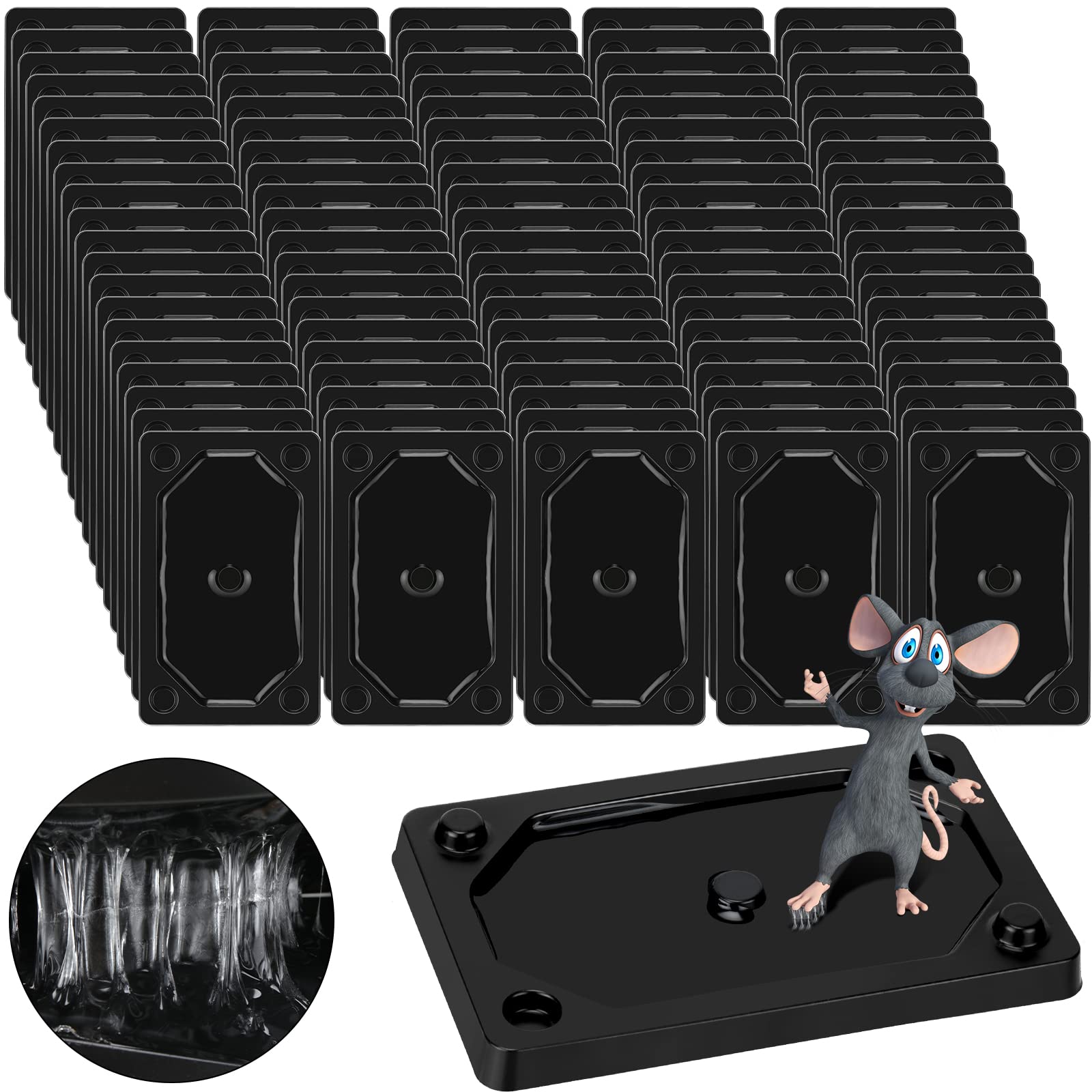 Qualirey64 Pieces Mouse and Insect Glue Traps Plastic Sticky Adhesive Mice Snake Insect to Use Indoor for Home 3 x 5 Inch (3 x 5 Inch)