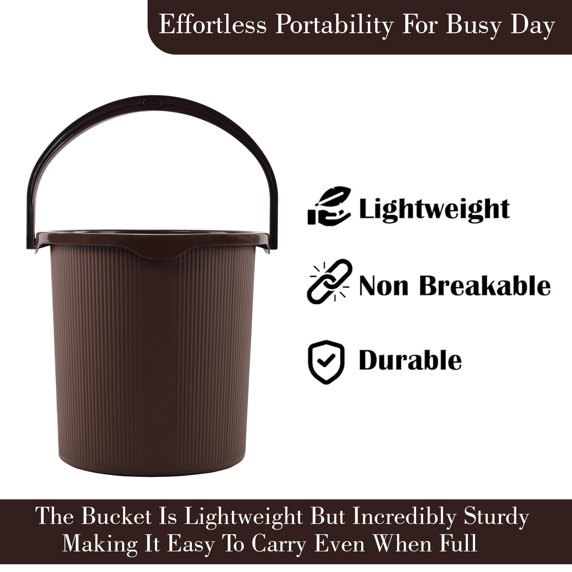Kuber Industries 25L Bathroom Bucket - Brown -4 Kuber Industries 25L Bathroom Bucket - Brown -4