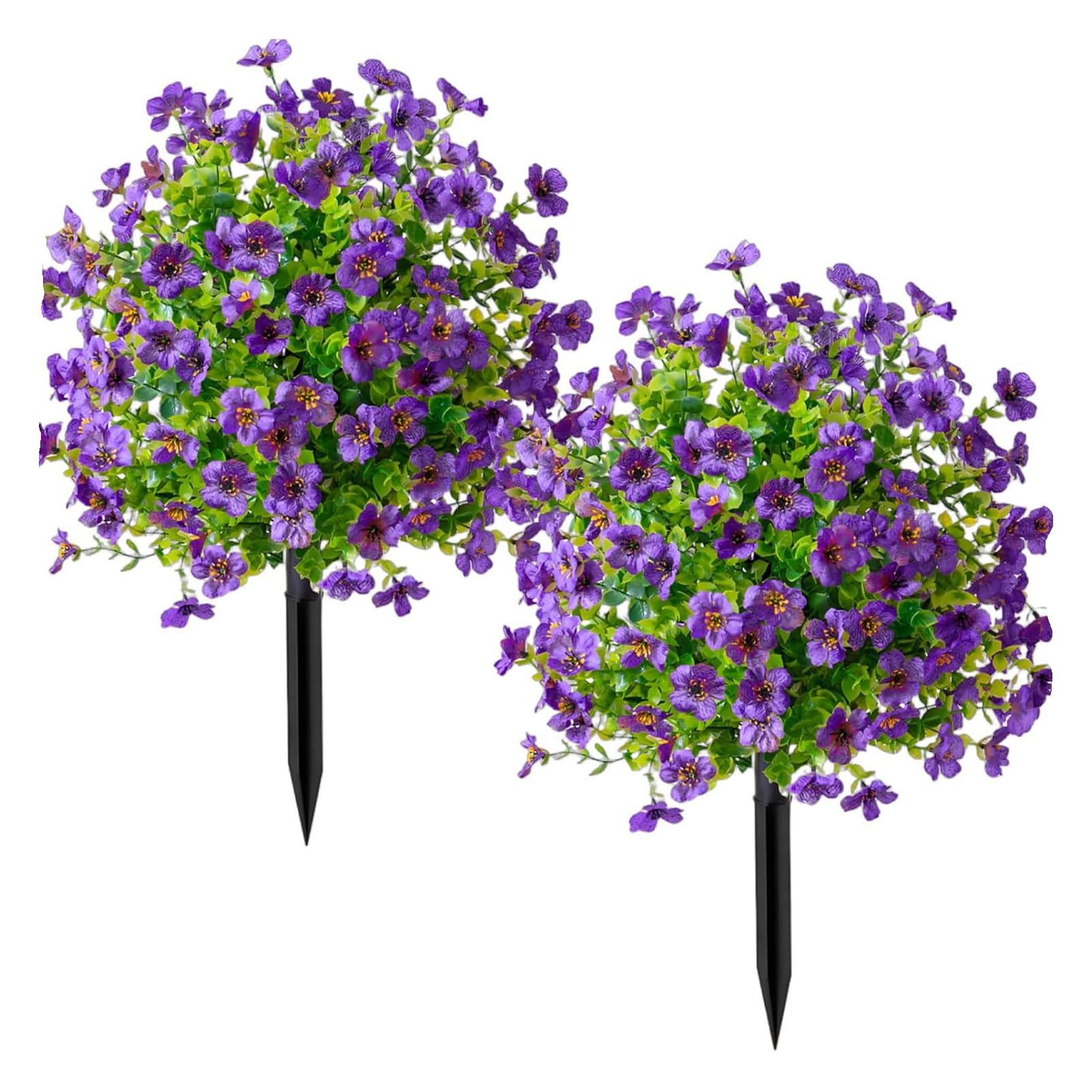 Nucelit 2Pcs Faux Gumtree Grape Stems for Garden Landscape, Artificial with Colorful Mixed Look, Sun Resistant Outdoor Decorative Stakes Faux Herbage for Patio Decor