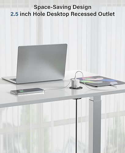 Miniatura 3 de Ojal de alimentación de 2.5 pulgadas, carga USB-C de 20 W, 1 toma de corriente con 2 USB C, 1 puerto USB, montaje empotrado para muebles de