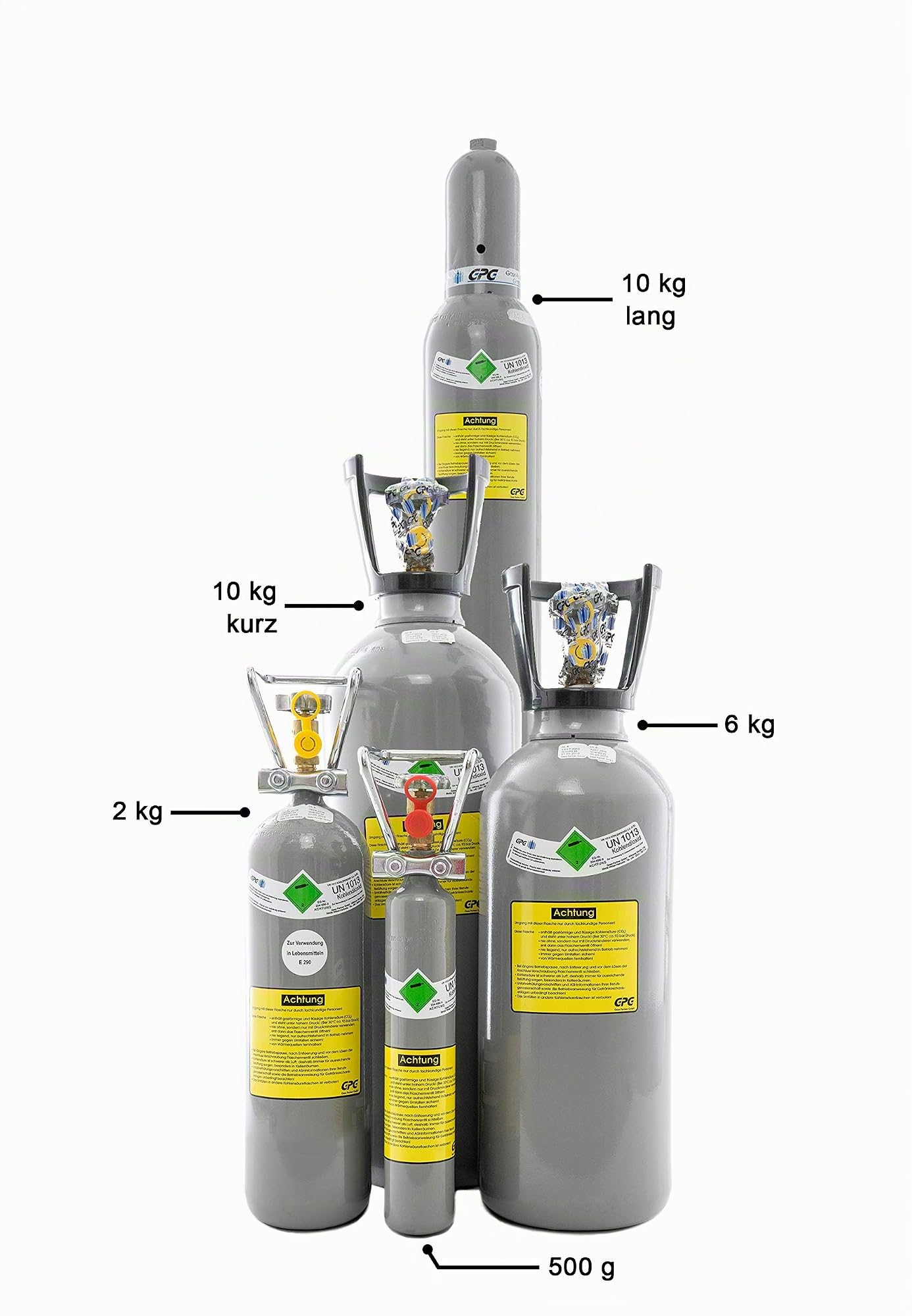 CO2 Flasche, gefüllt mit Kohlendioxid E290, lebensmittelgeeignet (10 kg Getränke Kohlensäure (kurz))