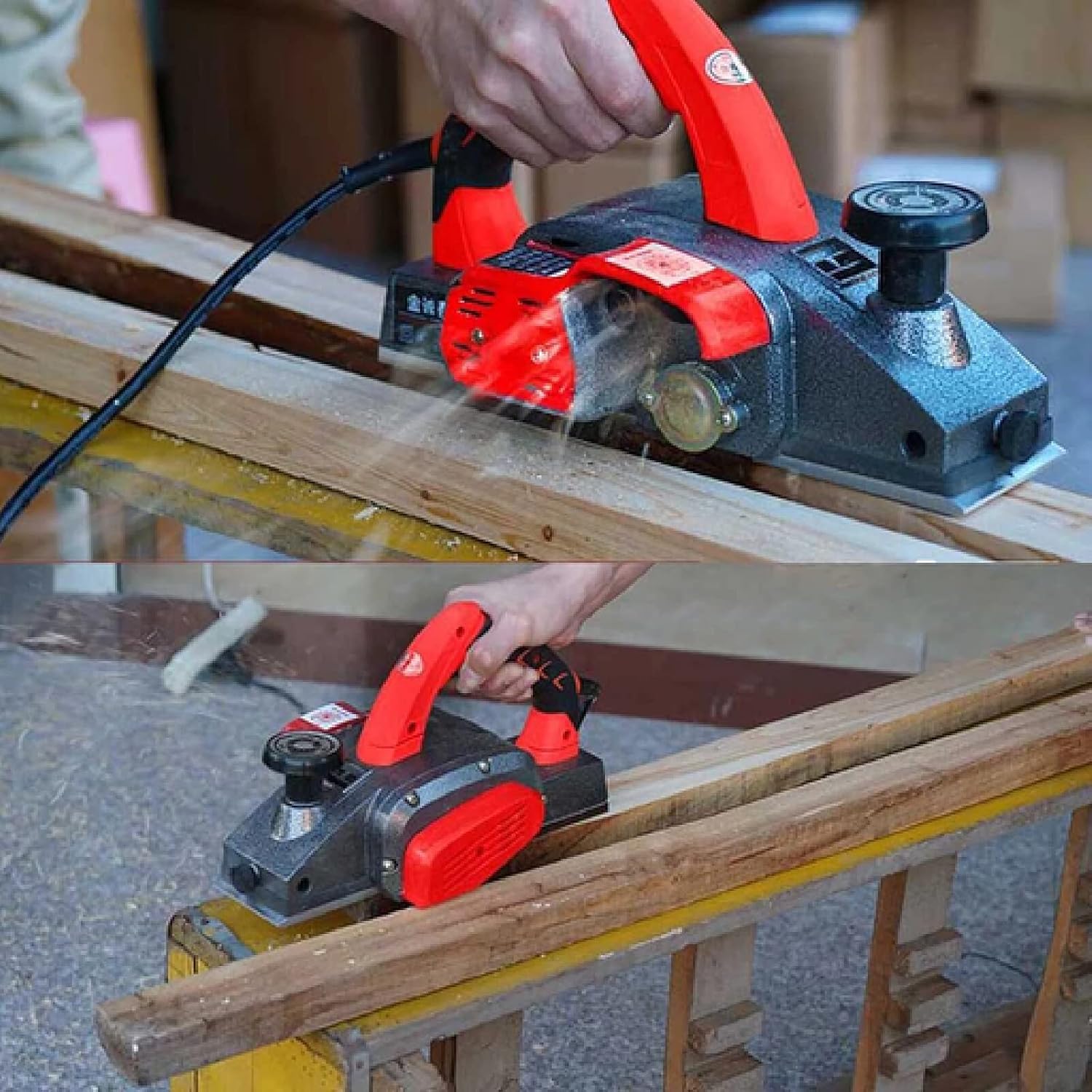 Electric Hand Planer, 16000Rpm Wood Planer, with Adjustable Planing Depth Power Planer, Portable Handheld Wood Planer Woodworking Power Tool Powerful Electric Wood Hand Planer
