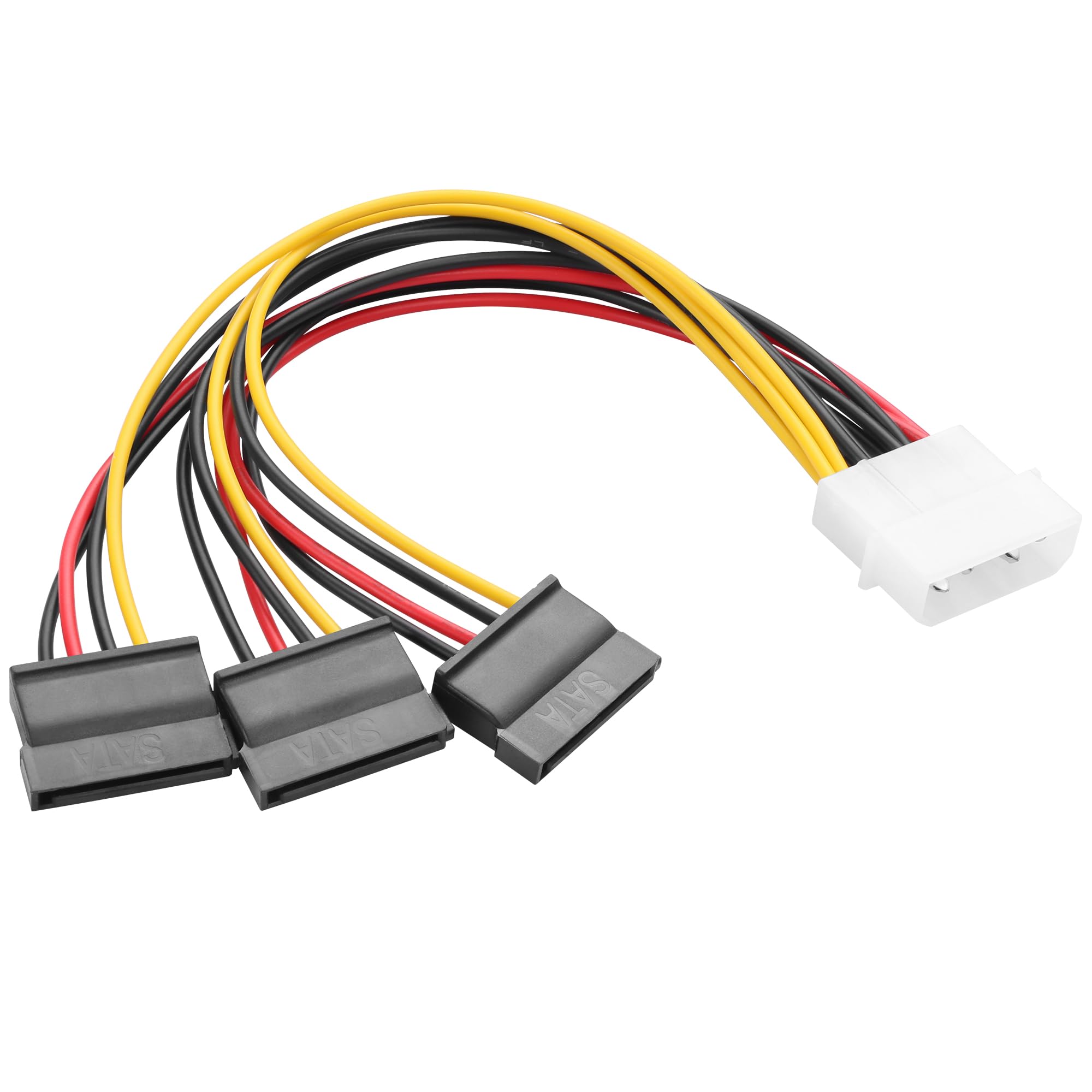 YAODHAOD 3 SZT. 4 Pin Molex (LP4) na 2X / 3X 15 Pin SATA Przewód zasilający Splitter Kabel Adapter - 15cm (4-pin Molex do 3 sata 15-pin, 3 SZT.)