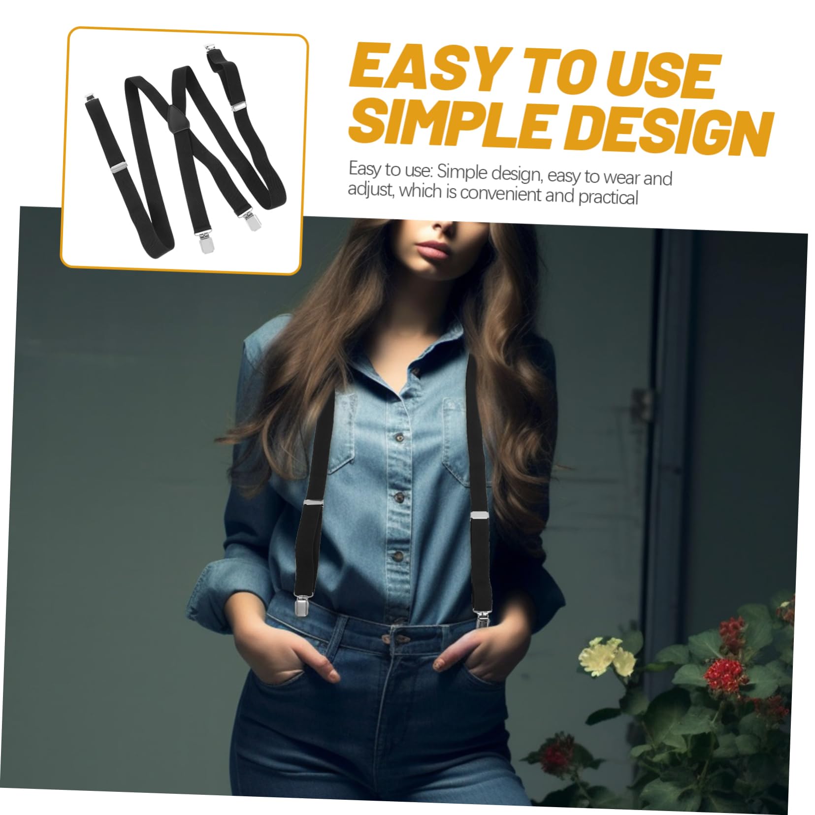 BESPORTBLE Men's Elastic Suspender X-back Tie for Formal Pants Adjustable Length 4 Hooks Lightweight Design