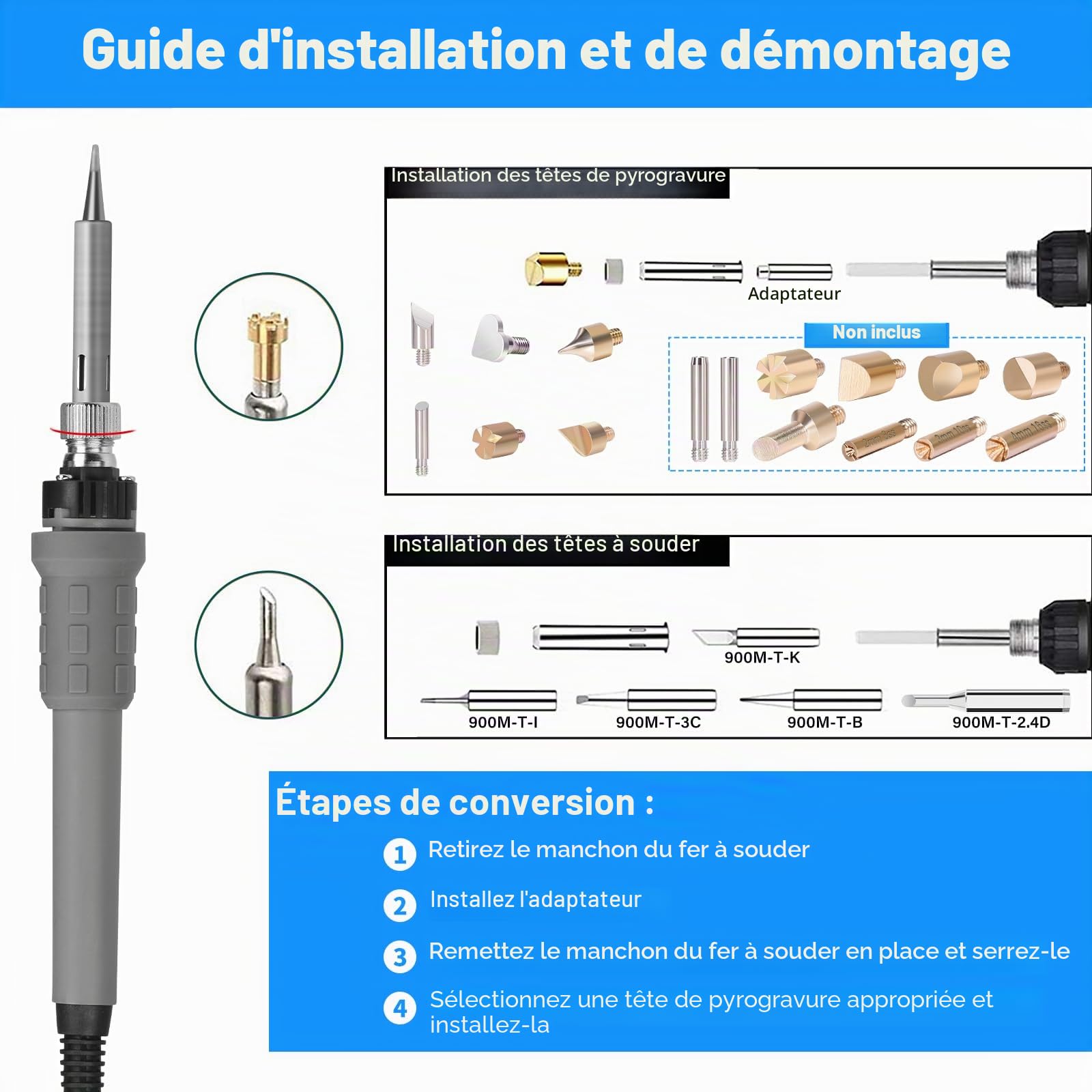 Station de Soudage, 60W Fer à Souder électrique,Station de Souder Numérique 90~480°C Temperature Constante Verrouillable Réglable avec 6 pannes à souder supplémentaires, pompe à dessouder