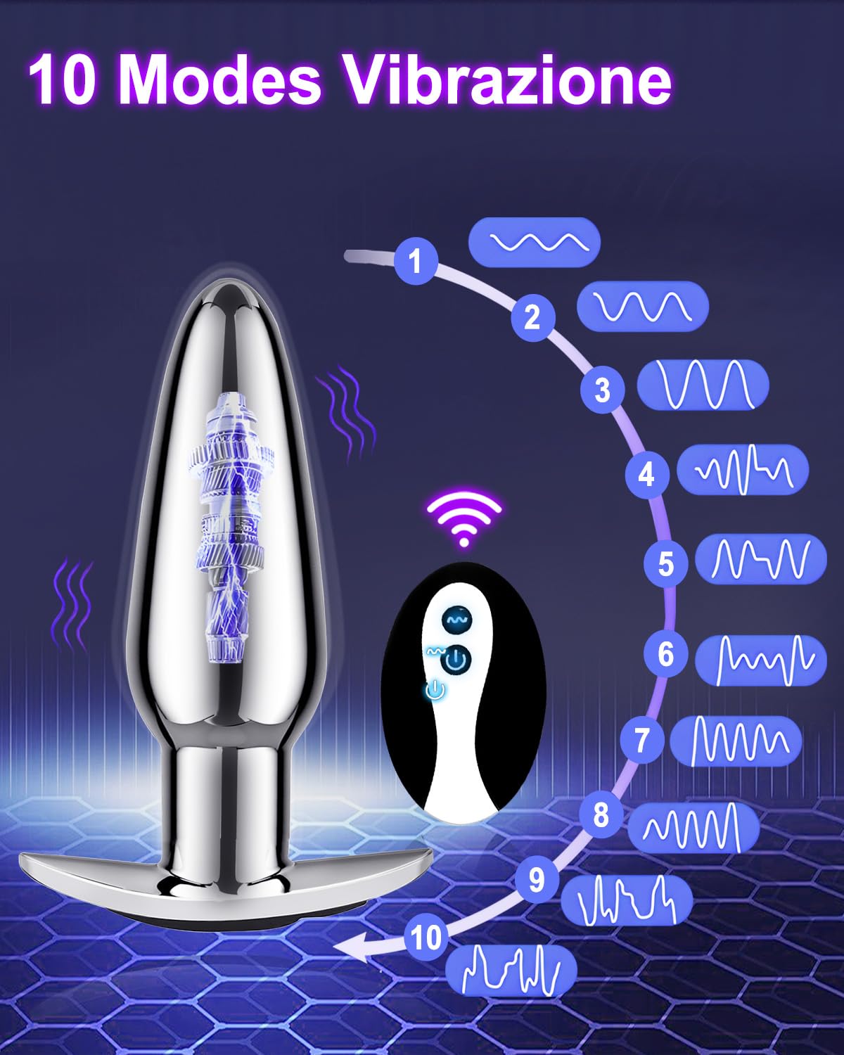 Vibratore Plug Anale-Dilatatore Donna Sexytoysys Uomo Coppia Vibratoreper Donna Professionale Wireless con Telecomando Sex Toys Vibratore per Uomo Vibratori (Metals)