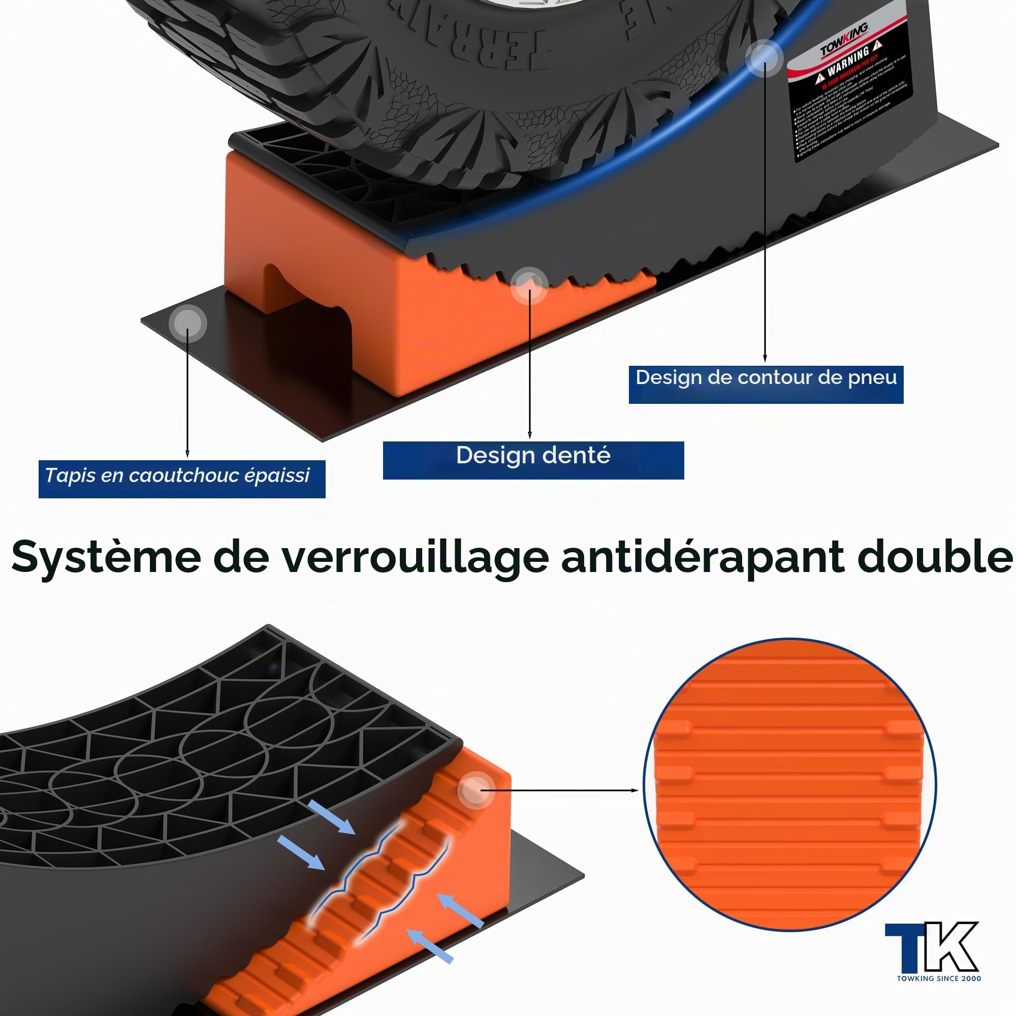 Cales cavalières 1 set/2 pièces, cales cavalières éprouvées pour camping-car, caravane & remorque, capacité de charge jusqu’à 13,6 tonnes, nivellement sans marche et facile pour les enfants