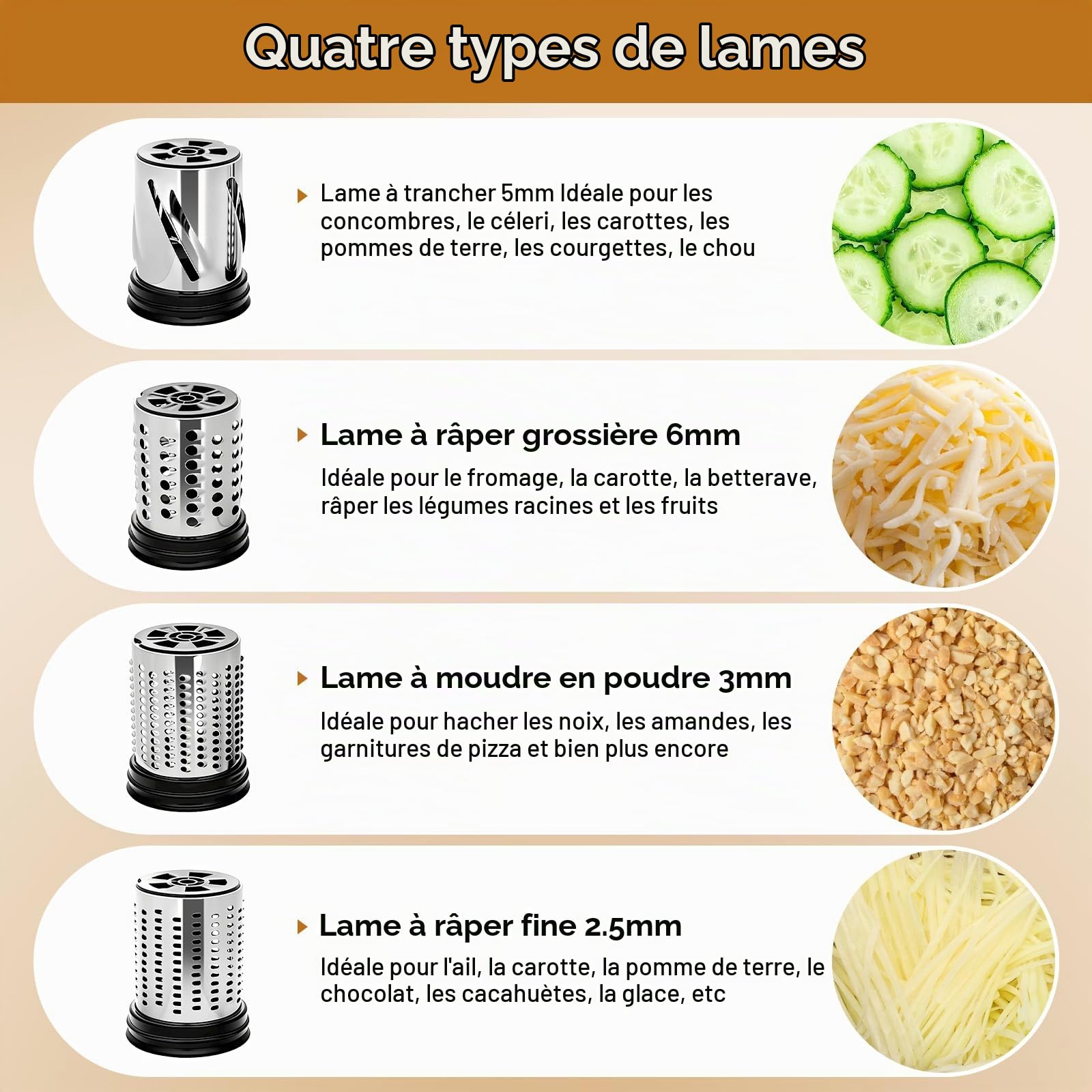 Accessoire de broyeur en acier inoxydable pour mixeurs Kitchenaid | Broyeur de légumes, râpe à fromage, salade, hachoir à poudre de broyage, accessoires pour cuisine