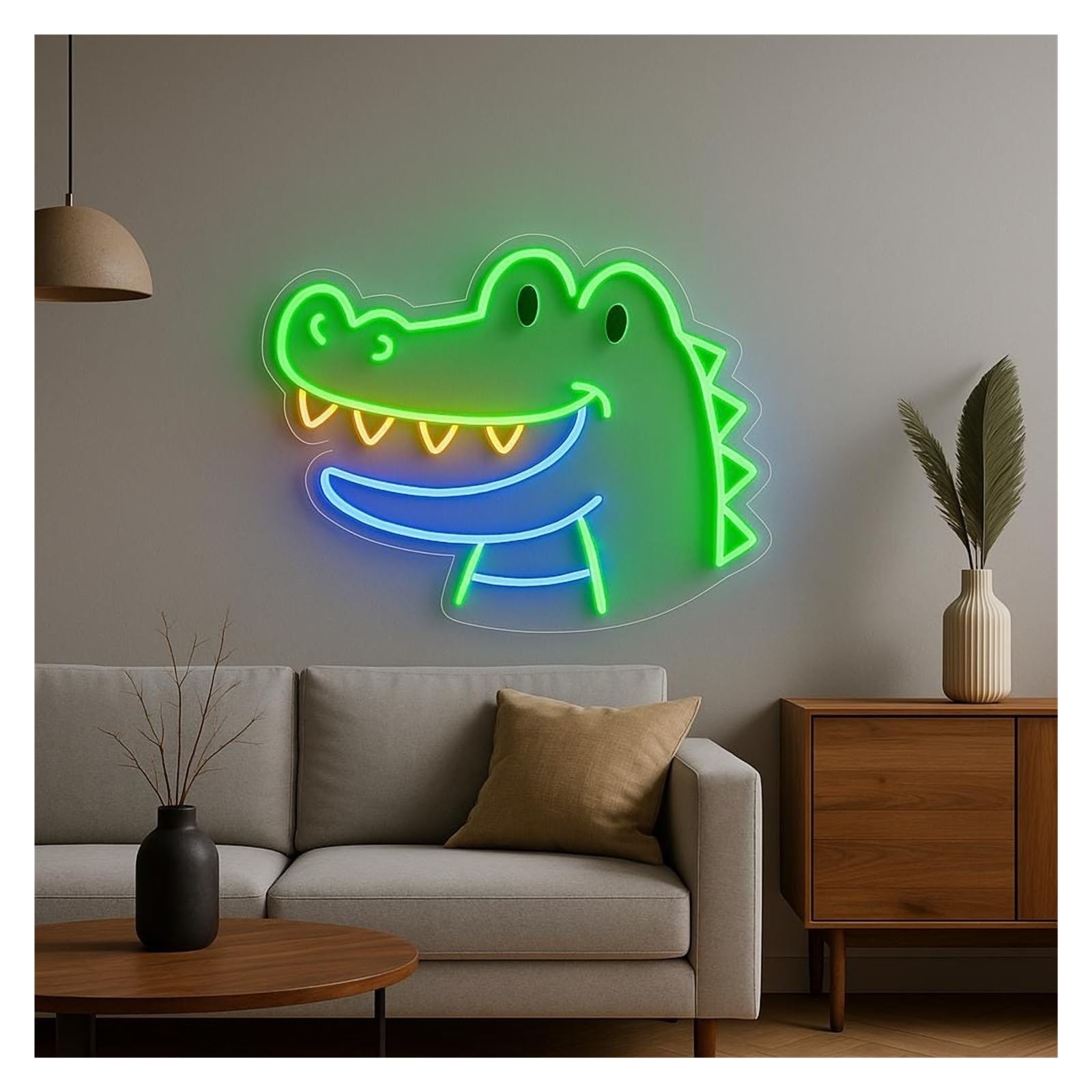 Xenite Style B Hanging Art Neon Signs Crocodile Led Light Neon Sign, Suitable For Bedroom, Salon, Bar, Shop Decor 48Cm