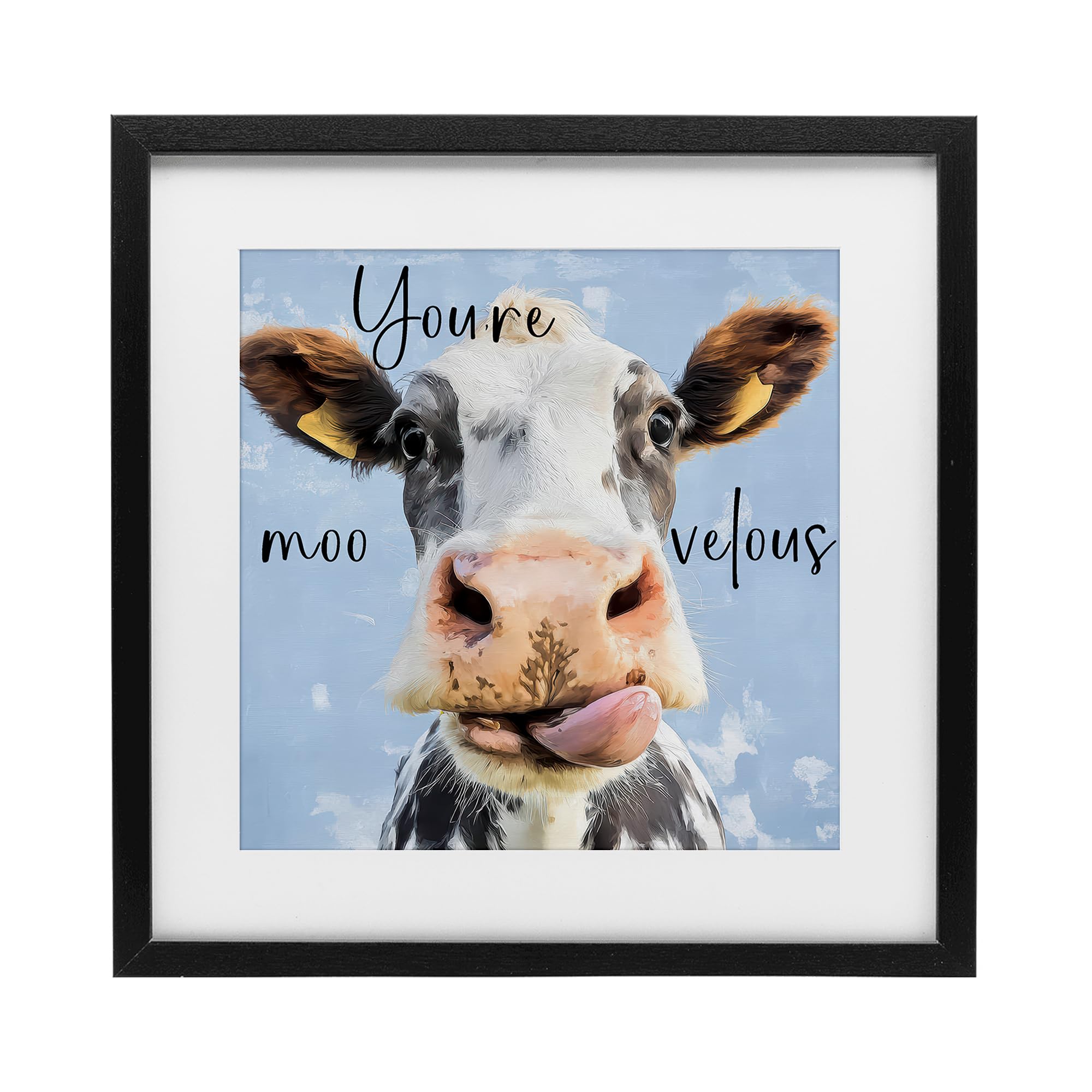 Moo-velous Cow Nursery Humor, 13 x 13 pulgadas, impresión enmarcada debajo