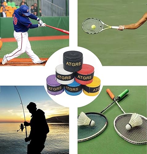 Miniatura 3 de Cinta de agarre para raqueta de tenis, absorbente, antideslizante, para tenis, bádminton, pickleball, mango de agarre y sobreagarre, superficie en