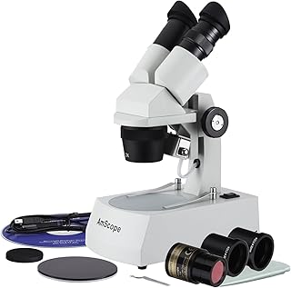 AmScope SE306-AZ-E2 Digital Binocular Stereo Microscope, WF10x and WF20x Eyepieces, 20X/40X/80X Magnification, 2X and 4X Objectives, Upper and Lower Halogen Lighting, Reversible Black/White Stage Plate, Arm Stand, 120V, Includes 2MP Camera and Software