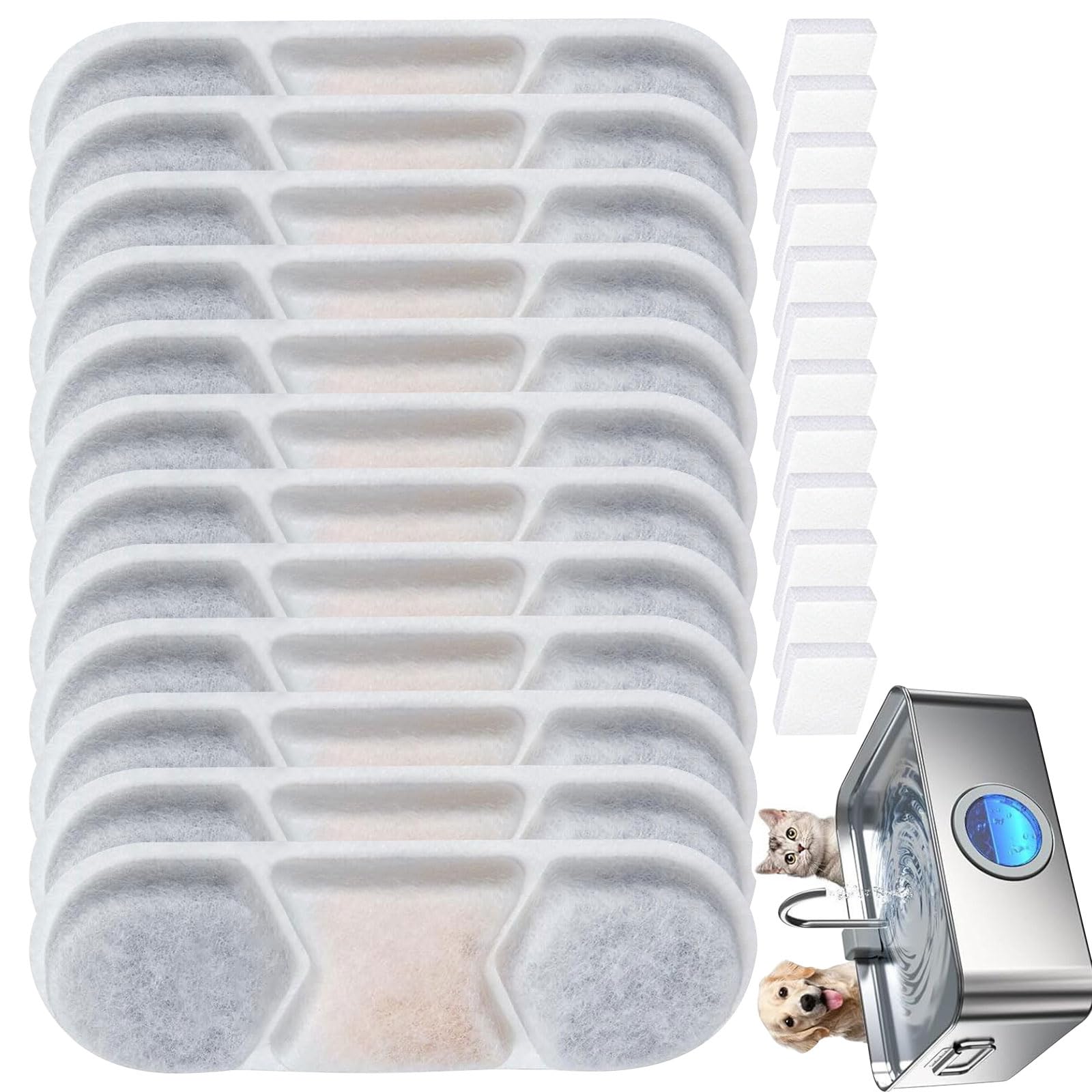 Kelisdi Of 12 Water Filter Inserts for 410oz Dog Fountain Unit Including Pre Filter Sponge Woven Fabric Water