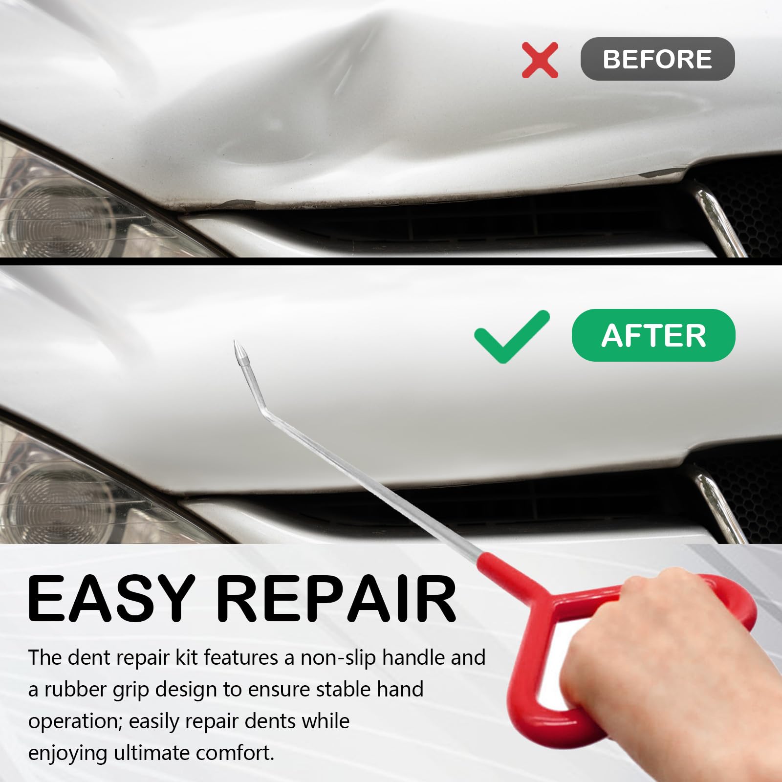 Kit de Eliminación de Abolladuras, Dent Repair Kit Herramientas con Cabezal de Punzón Herramientas de Reparación de Abolladuras sin Pintura