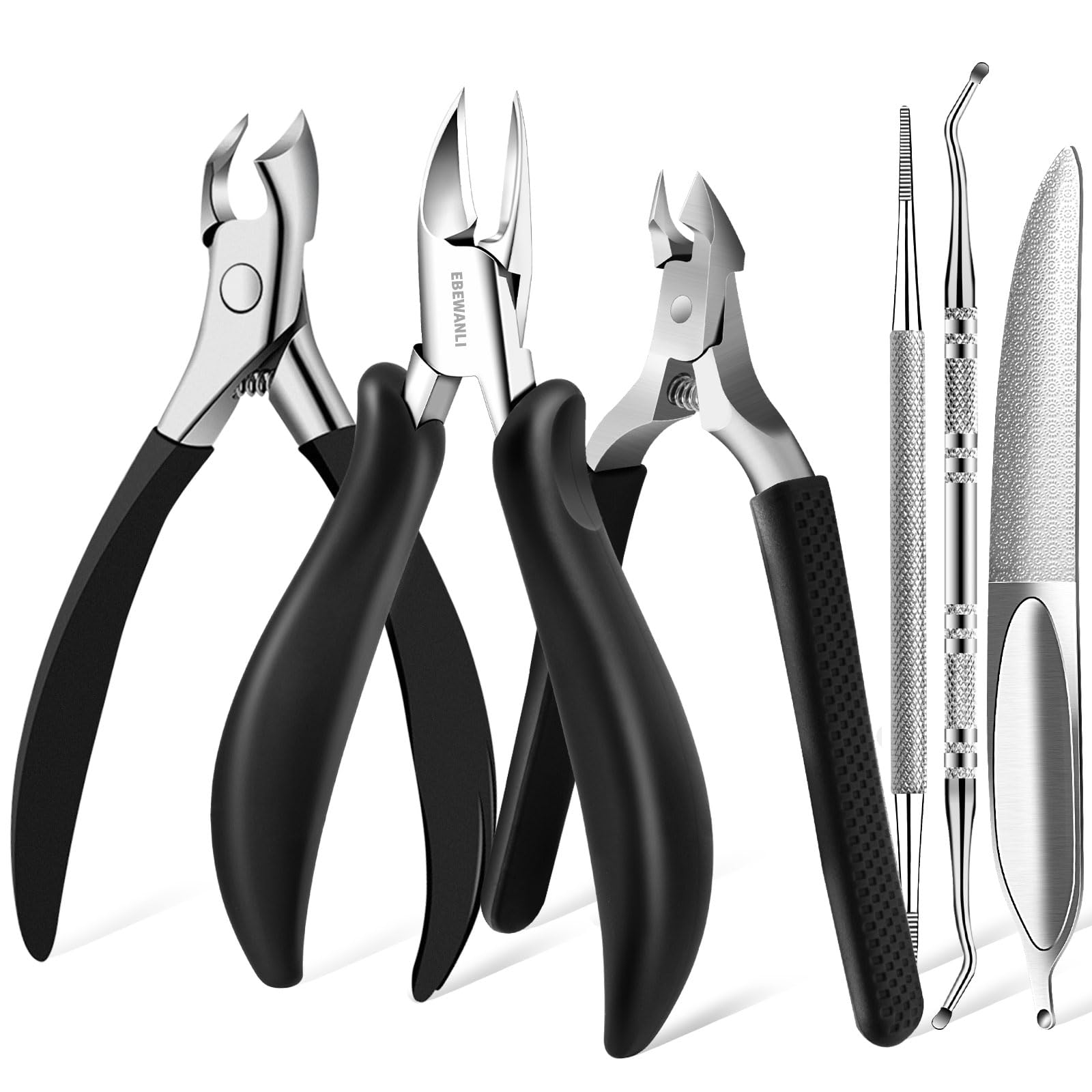 EBEWANLI Thick Toenail Clippers for Seniors Thick Toenails or Ingrown Nails, Curved Blade Heavy Duty Toenail Clippers Cutter, Sharp Nail Nippers