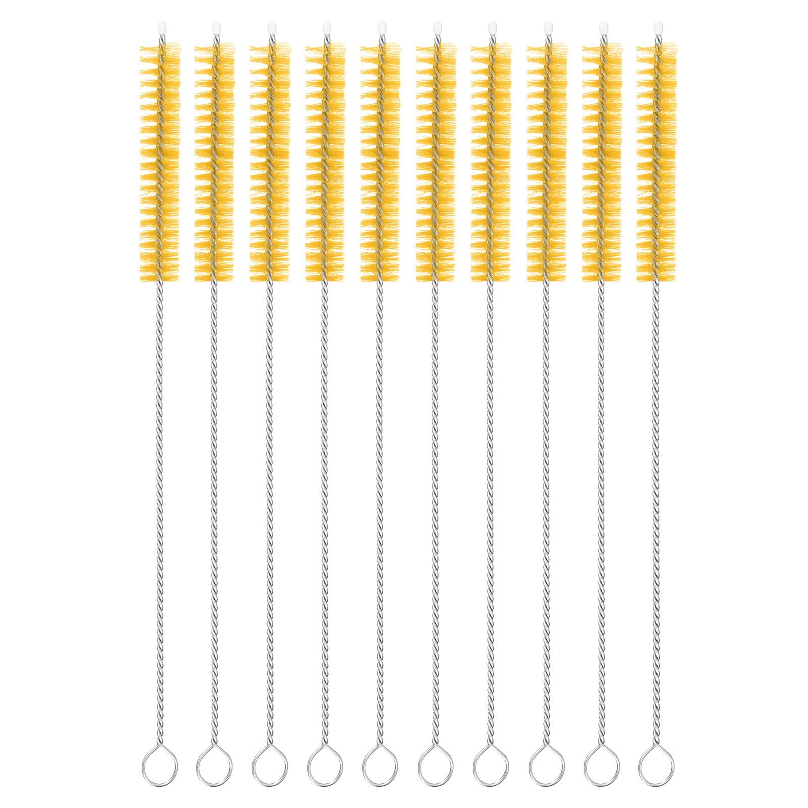 uxcell 10Pcs Drinking Straw Cleaning Brushes, 8" x 3/8" Nylon Bristles Long Straw Brush Pipe Cleaner for Washing Straws Pot Spout, Sippy Cup, Bottle