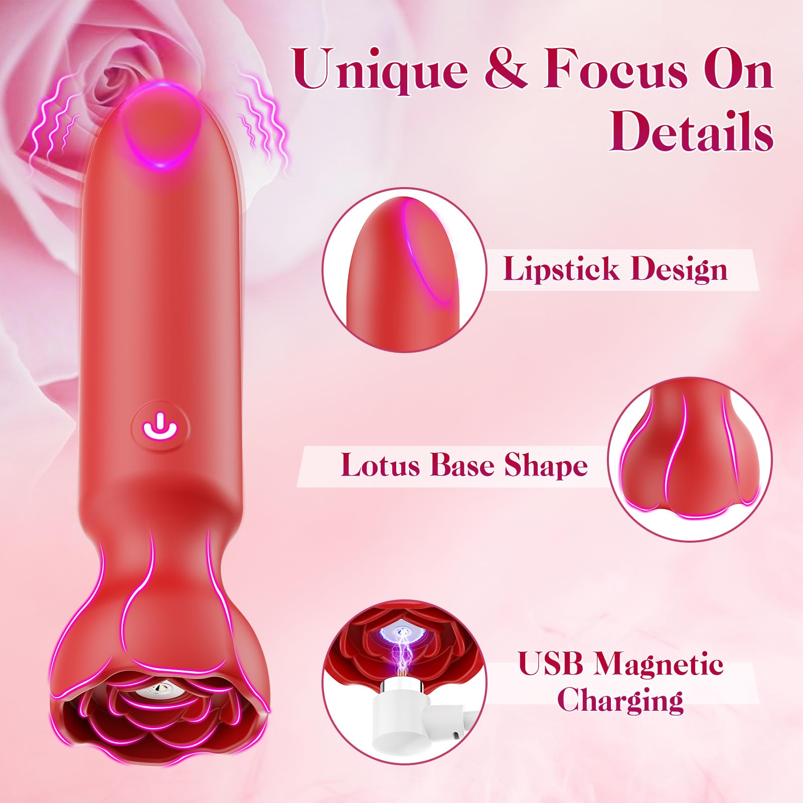 Mini Bullet Vibrator Adult Toys - Vibrators App Controlled Female Sex Toys with 9 Vibration Modes, Lipstick G Spot Dildo Clitoral Vibrator, Long Distance Discreet Vibrator for Women & Couples (): Pink