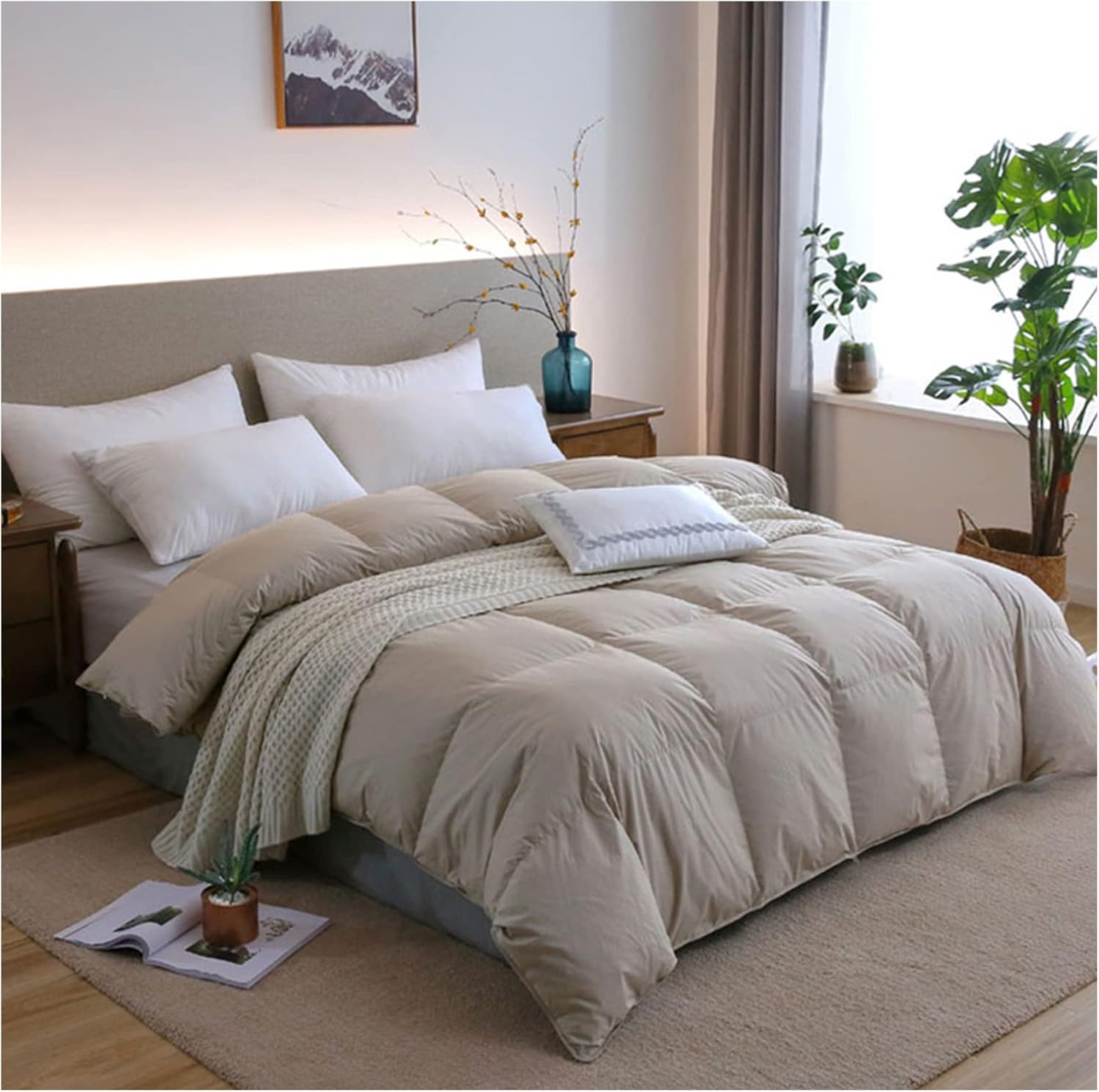 ZTGL White Goose Down Comforter King Size, Winter Warm and