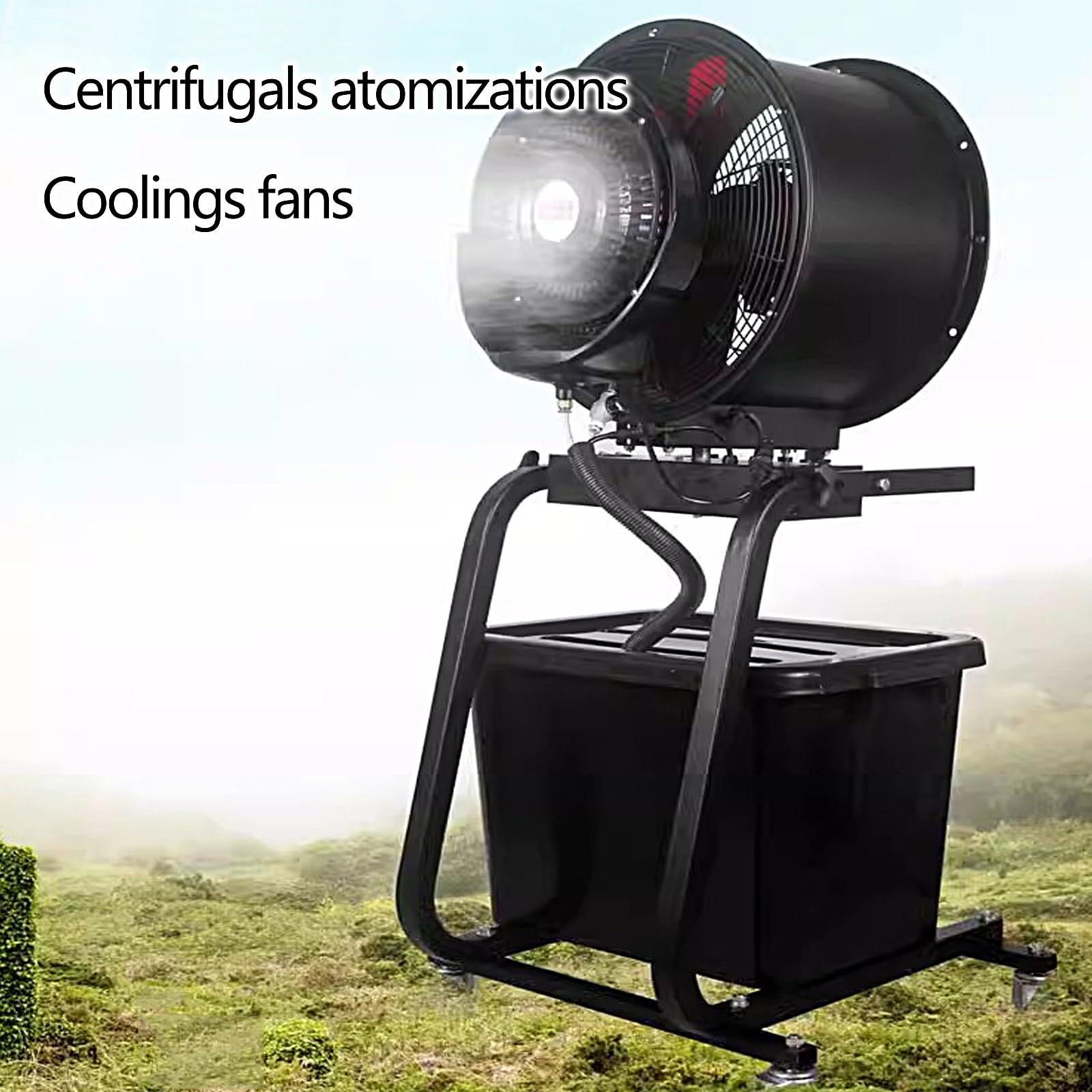 42 Litri Umidificatore Industriale con 4 Pale del Ventilatore in Acciaio Inossidabile, Umidificatore a Nebbia Fredda da 300W, Raffreddamento e Umidificazione