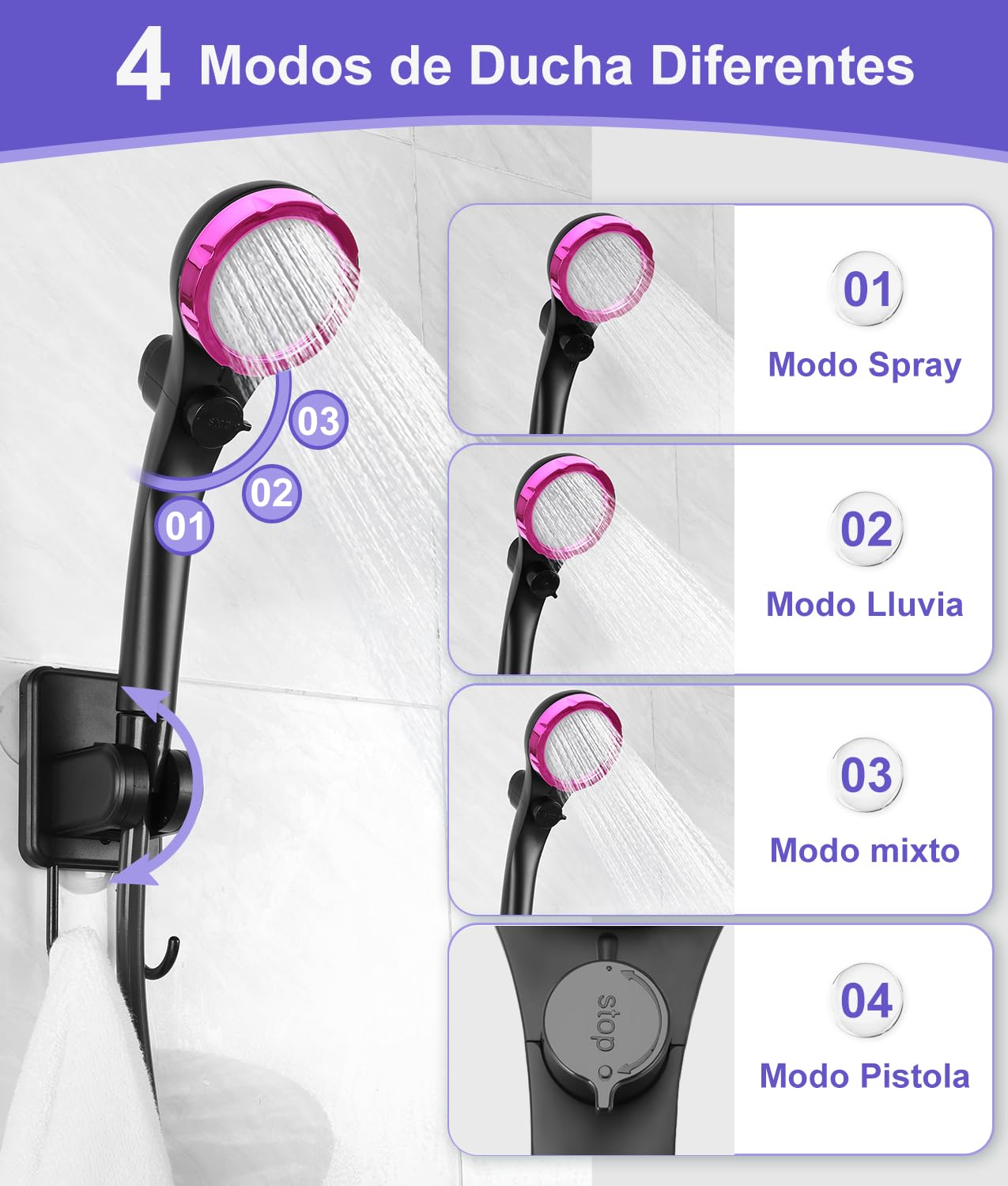 WADEO Ducha de Camping portátil con batería y Bomba, Ducha de Camping con batería Recargable 6000/8000mAh, duchas móviles de Exterior con alcachofa y Manguera, para Camping Viajes jardín Coche Lavado