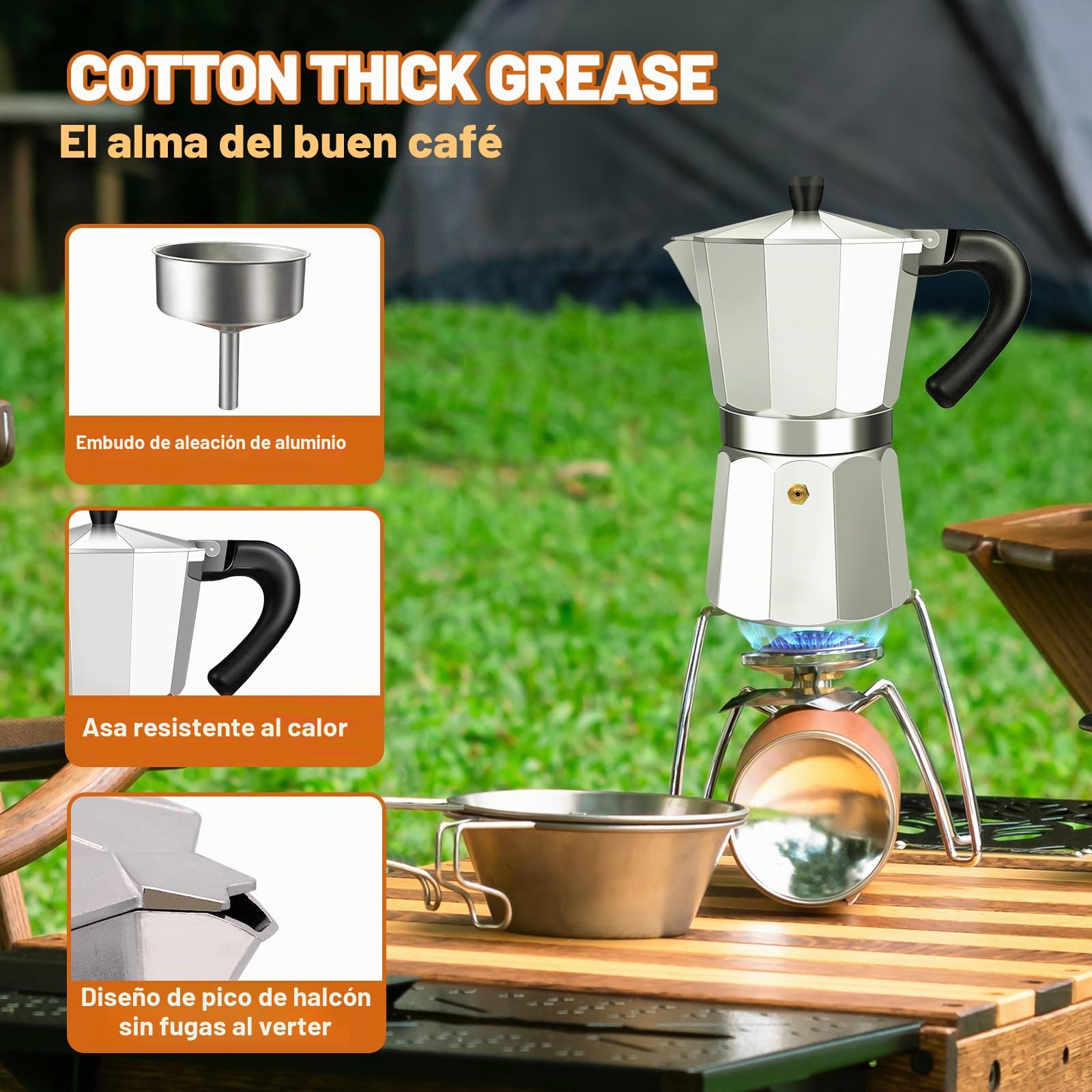 Cafetera Expresso Moka Pot Express de 14 Taza de Aluminio Percoladora Cafetera Moka Clásica Italiana Para Preparar Café Italiano y Cubano Para Casa y Camping 700ml 23oz