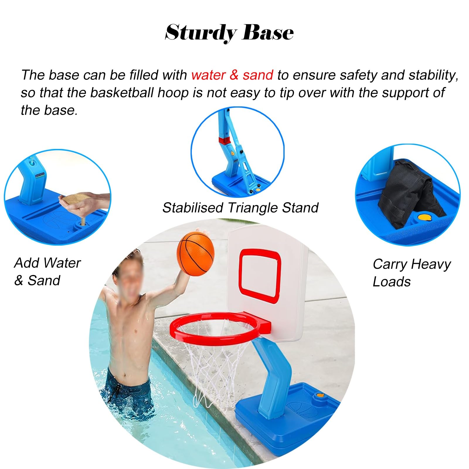 Canestro da piscina Canestri Da Piscina Portatili Con Robusto Tabellone Da Basket, Canestri Da Piscina Per Interni Ed Esterni Facili Da Montare, Canestri Da Piscina Per Bambini/ Adolescenti/ Adulti
