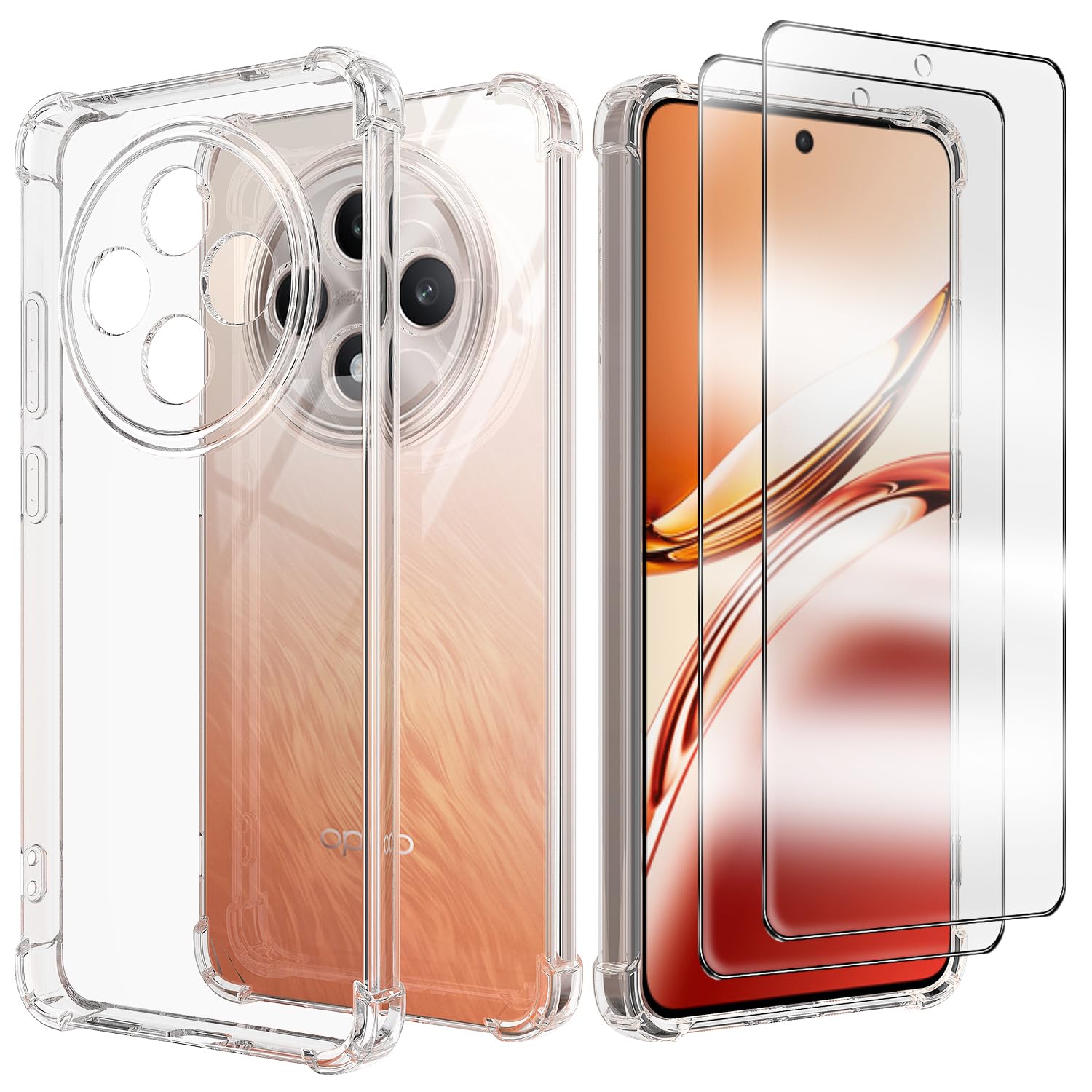 Cover SEAHAI Per OPPO Reno 12F/12FS 5G - Protezione 360° Trasparente Con Pellicola Inclusa - Rosso - 2