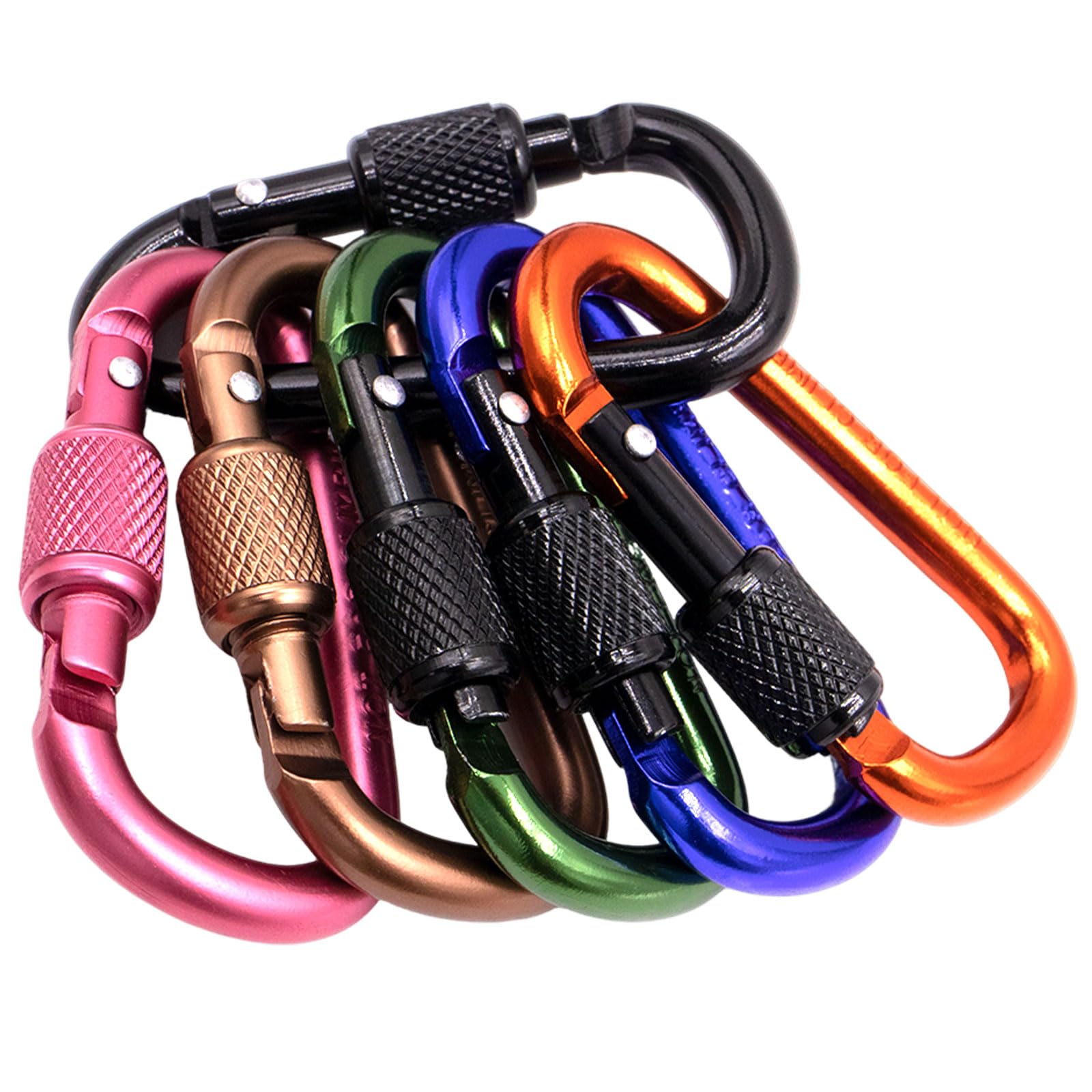 Primasage 10 Pieces 2.24 Inch Carabiner Clip, Aluminium D-Shape Carabiner Clip Heavy Duty, Climbing Clips for Outdoor, Camping, Fishing, Hiking, Backpacking