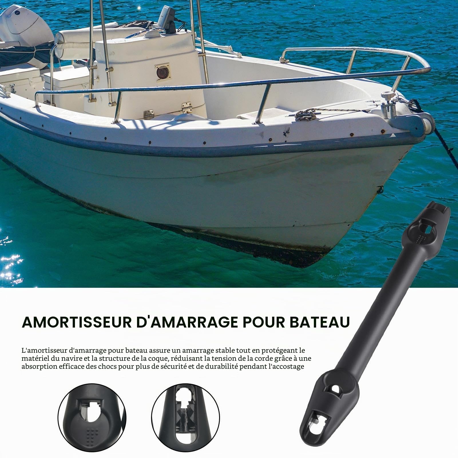 Amortisseur d'amarrage de Bateau | Amortisseur Robuste pour Protection de Pare-Chocs et de Corde | Idéal pour Les Bateaux à Moteur, Yachts, Wakeboard, pêche, amarrage, péniches et Garde-côtes