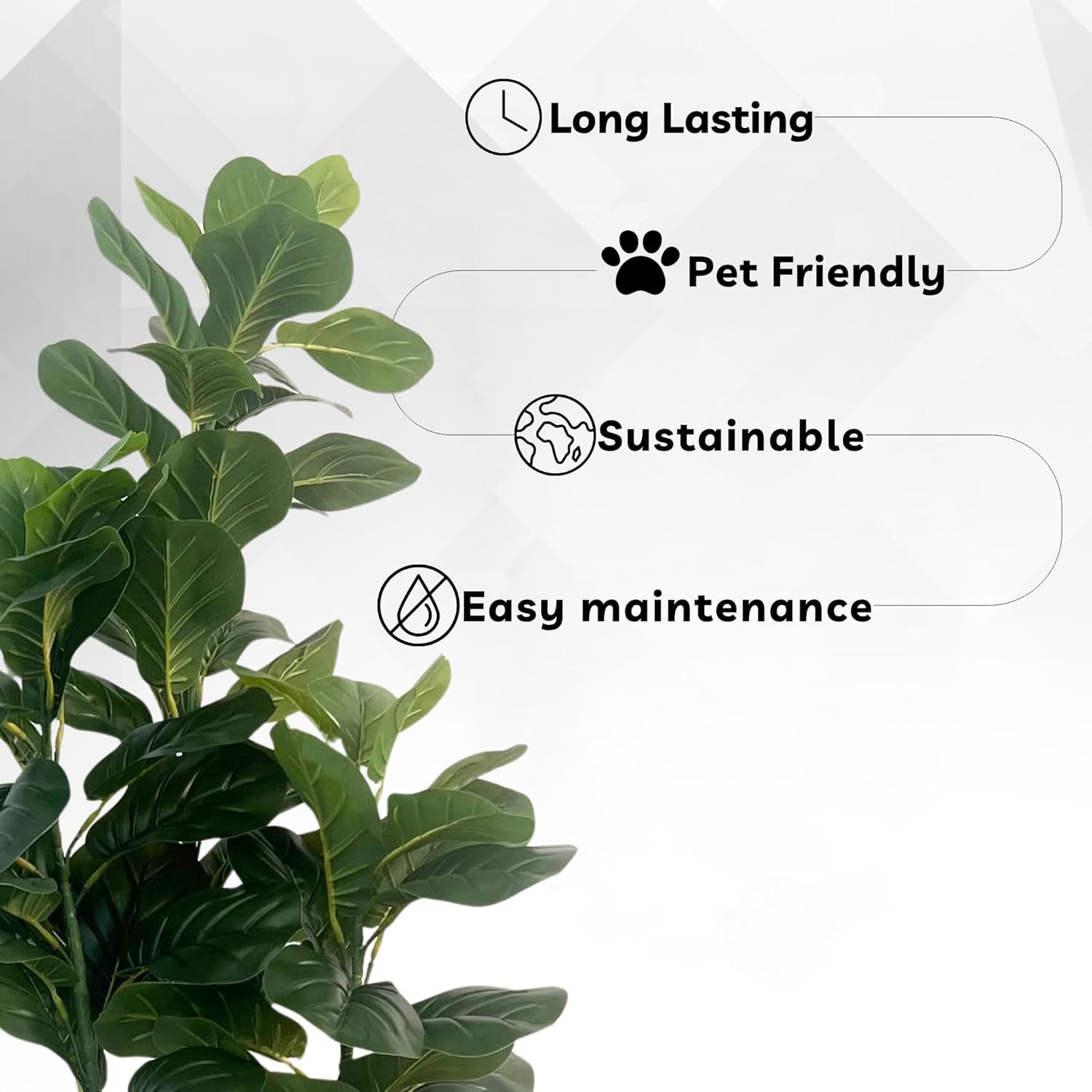 XBrand 5ft Artificial Fiddle Leaf Fig Tree, Realistic Leaves Faux Ficus Lyrata Floor Plant for Indoor Home, Living Room and Office Decor, Decorative Fake Tree, Housewarming Gift