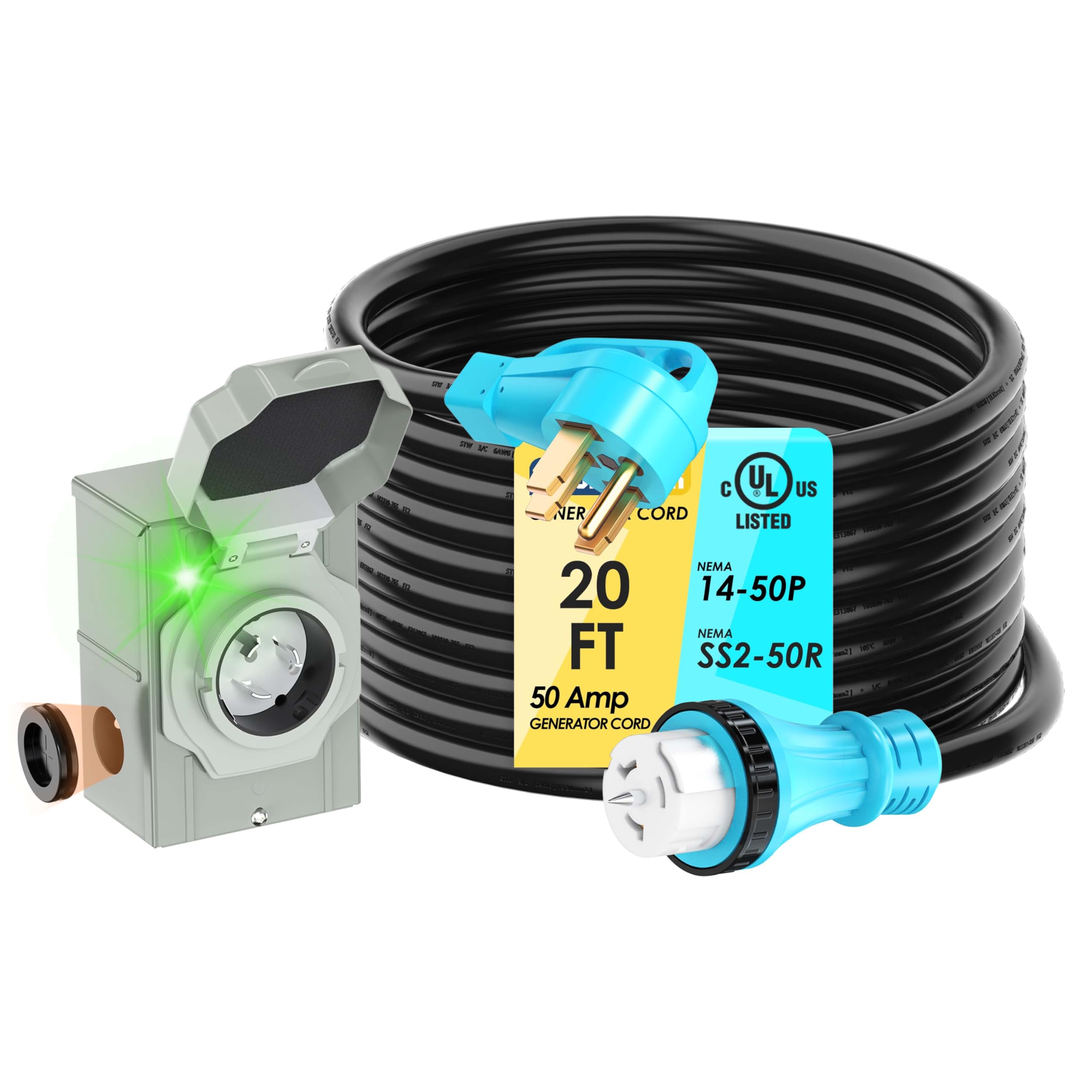 GENERATOR　14インチ　ブルー Amazon.com: CircleRiver 50 Amp 20 Feet Generator Cord and Power