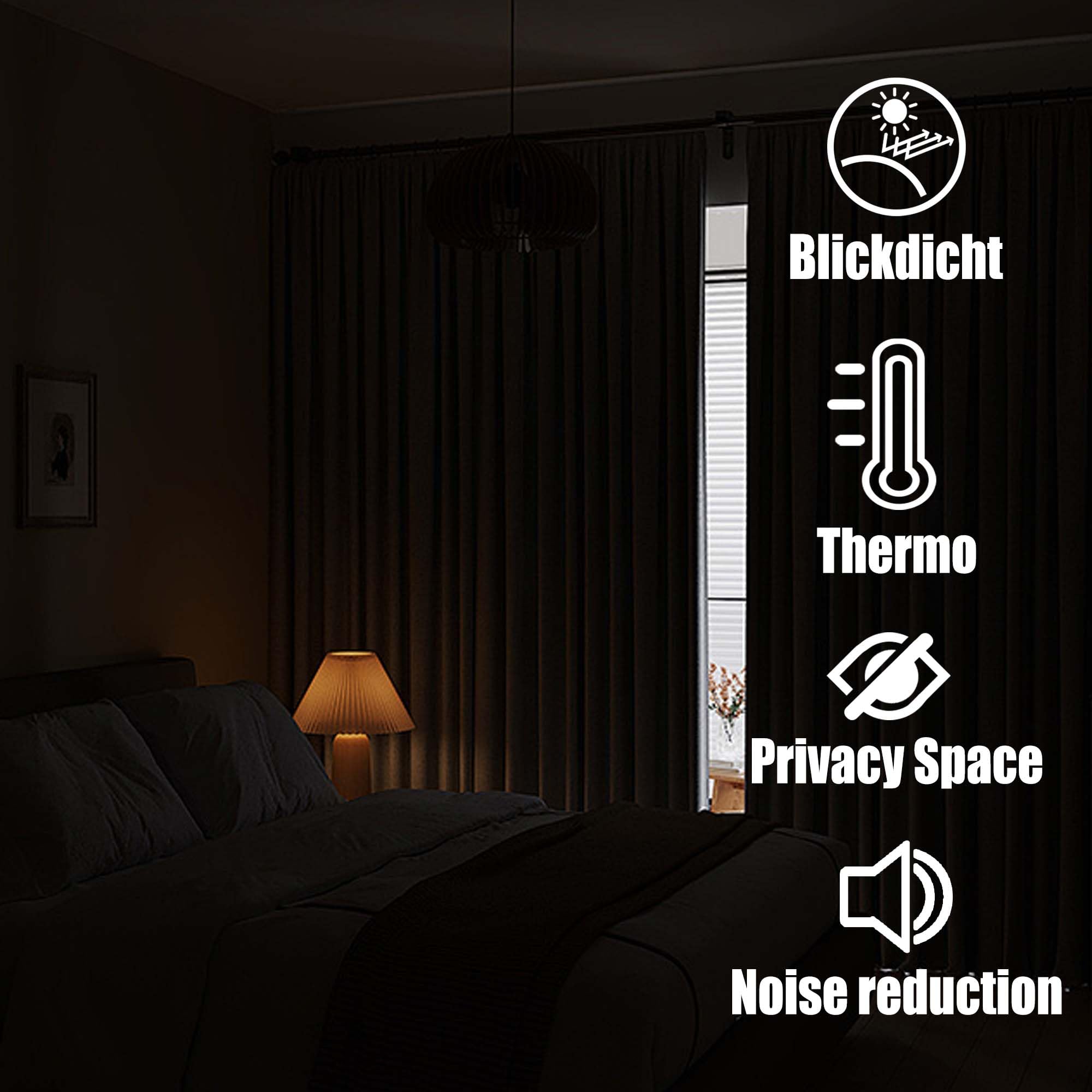 Verdunklungsvorhänge 1Er Set 182 x 195 cm Leichte & Weiche Winter Extra Warm Lärmschutz Vorhang Blickdicht, Thermo Vorhang Kurz Vielen Farben Und Größen für Wohnzimmer, braun