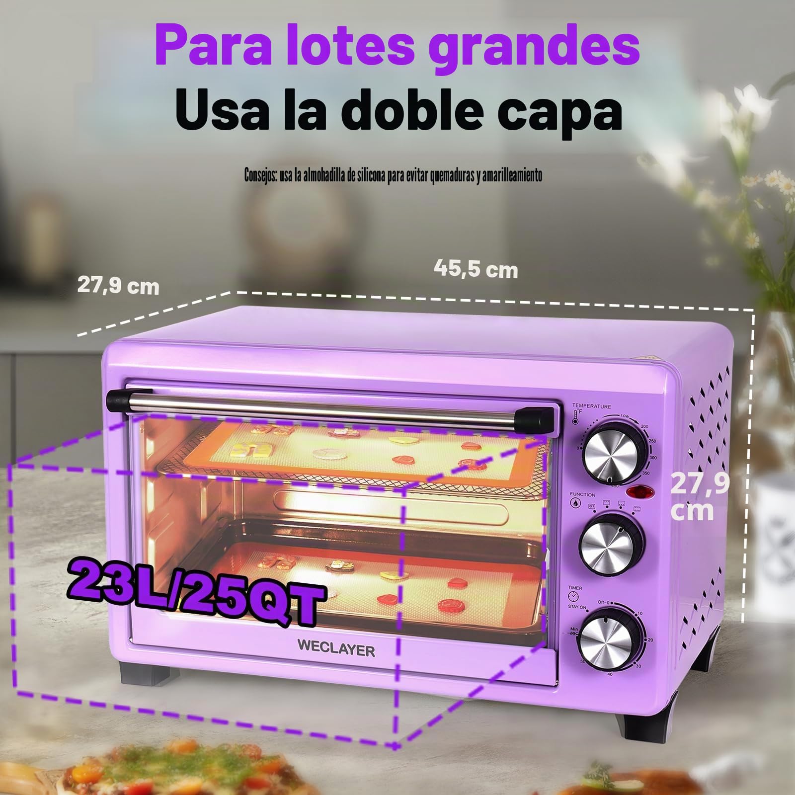 Horno de arcilla polimérica de 25 cuartos con tiempo y temperatura ajustables, horno eléctrico de gran capacidad para hornear arcilla, herramientas de arcilla polimérica, incluye bandeja, estante de