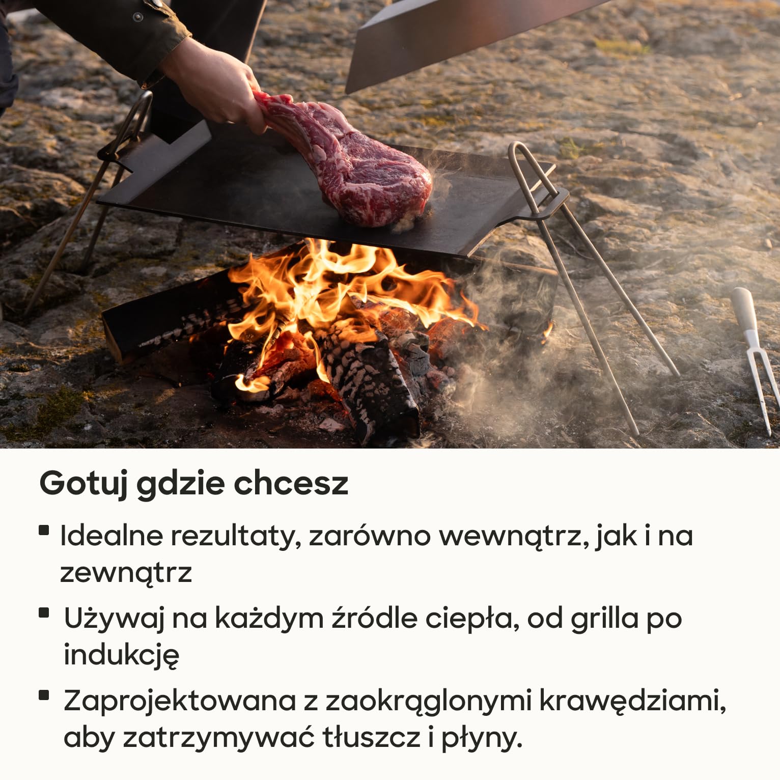 Gastrotools Płyta grillowa 62 × 27 cm – Plancha ze stali węglowej | Płyta Teppanyaki • Naturalna powierzchnia nieprzywierająca • Do indukcji i gazu • Do wnętrz i na zewnątrz