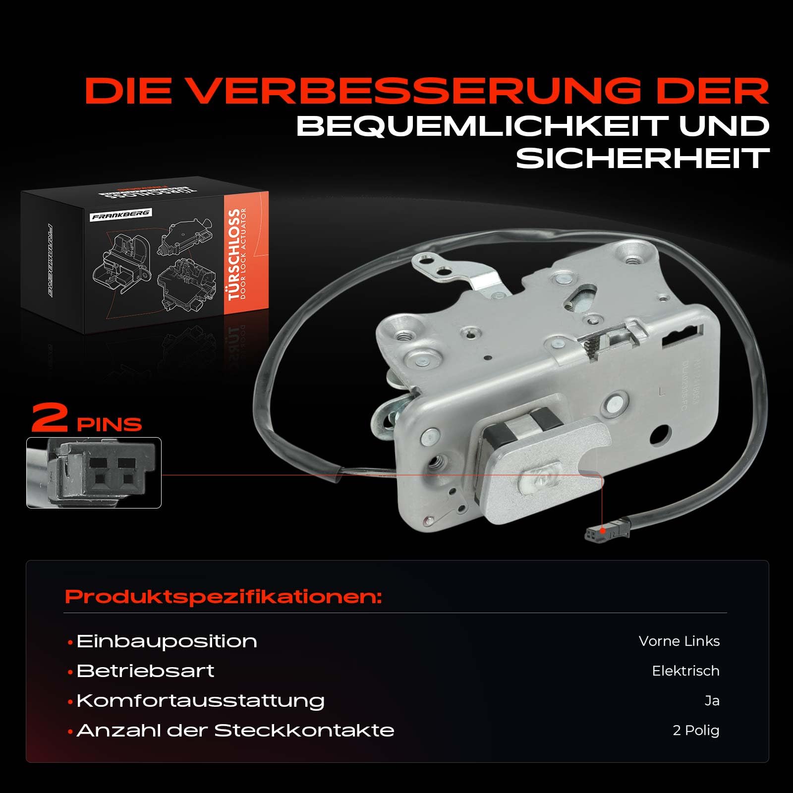 Frankberg Türschloss Zentralverriegelung Voren Links Kompatibel mit G-Klasse W463 2.7L-5.5L 1997-2015 G-Klasse Cabrio W463 3.2L-5.5L 1997-2014 Replace# A4637202335, A4637200335