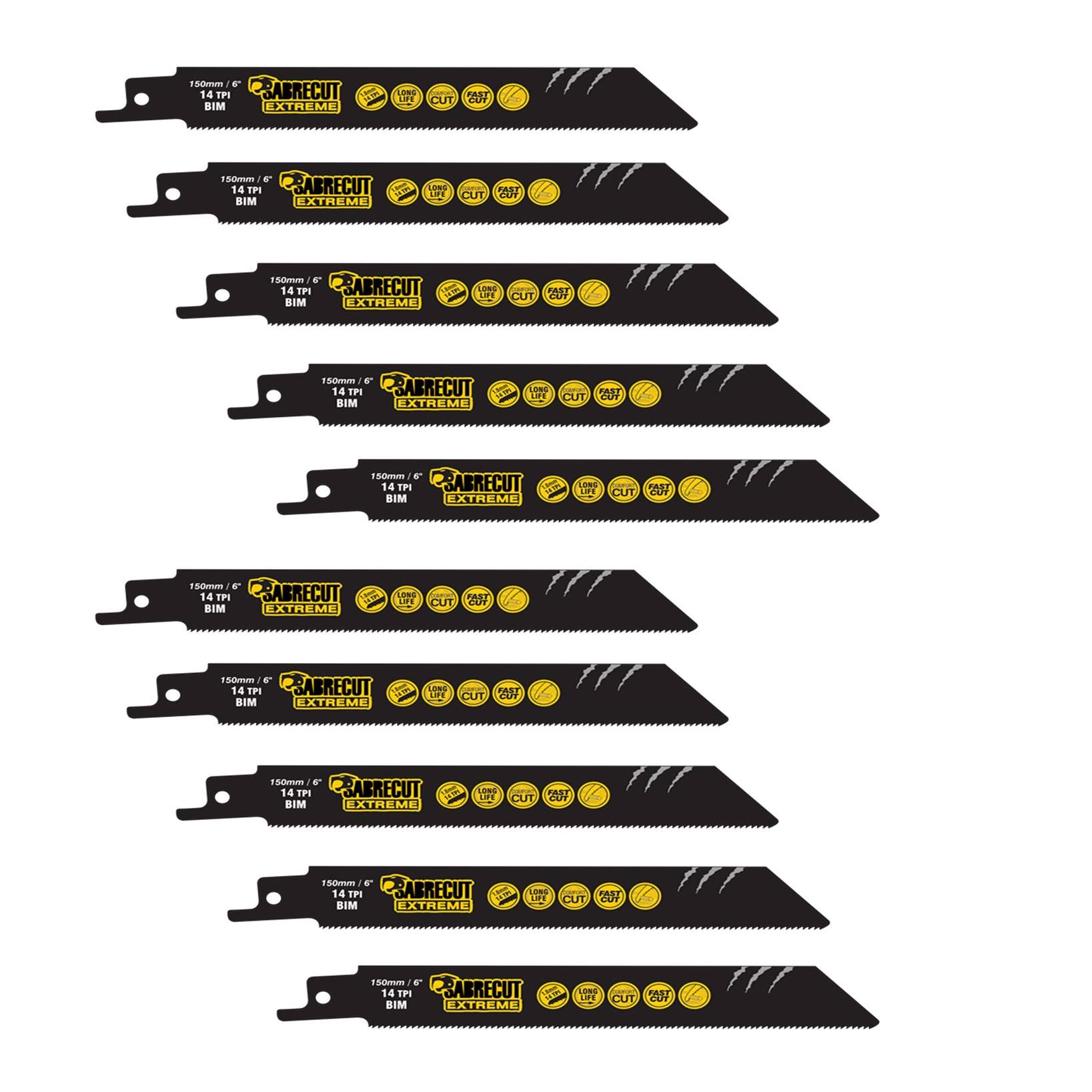 10 x SabreCut SCRS922BF_10 150mm 14 TPI S922BF Fast Wood and Metal Cutting Reciprocating Sabre Saw Blades