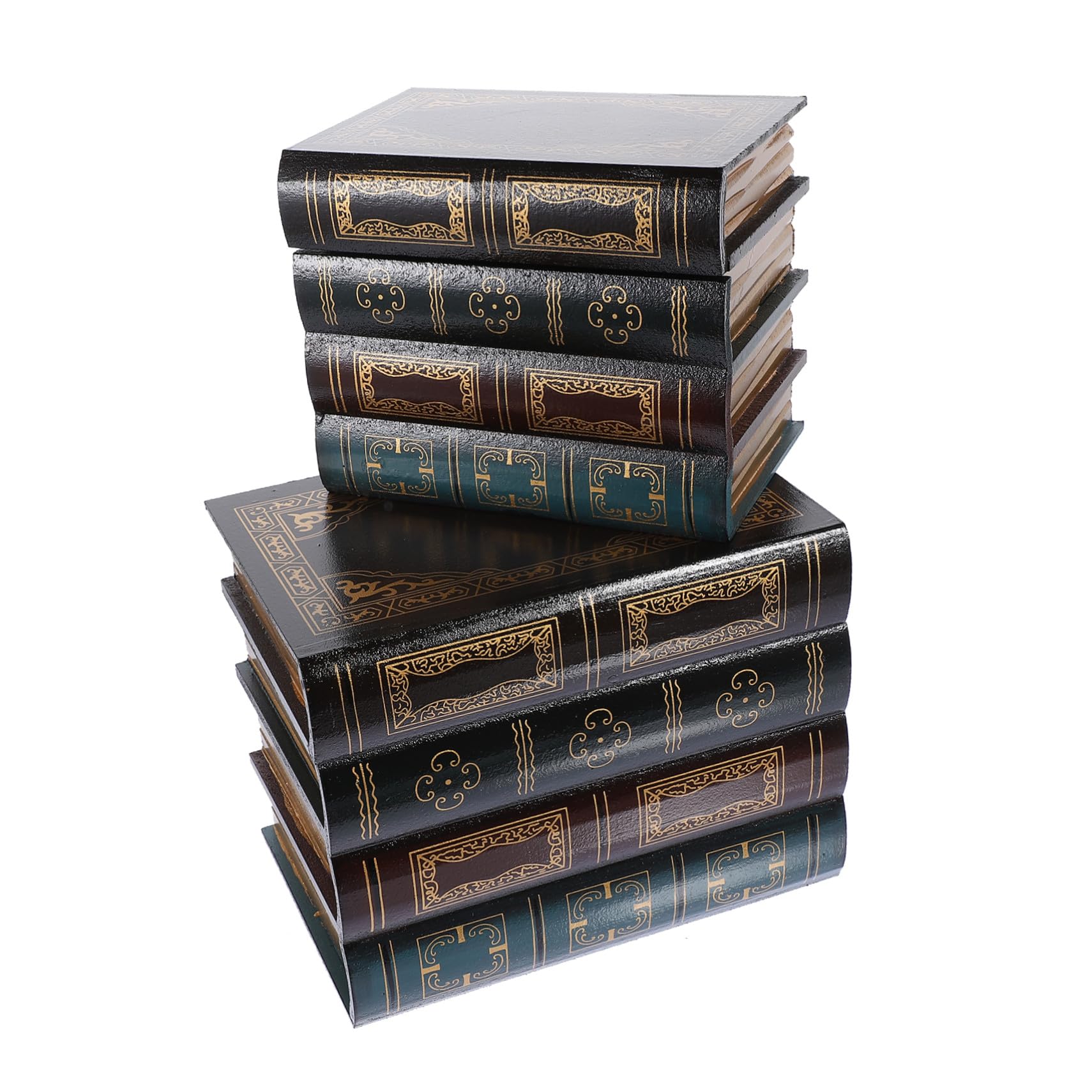 Faux livres en bois foncé pour meubler vos étagères vides avec style