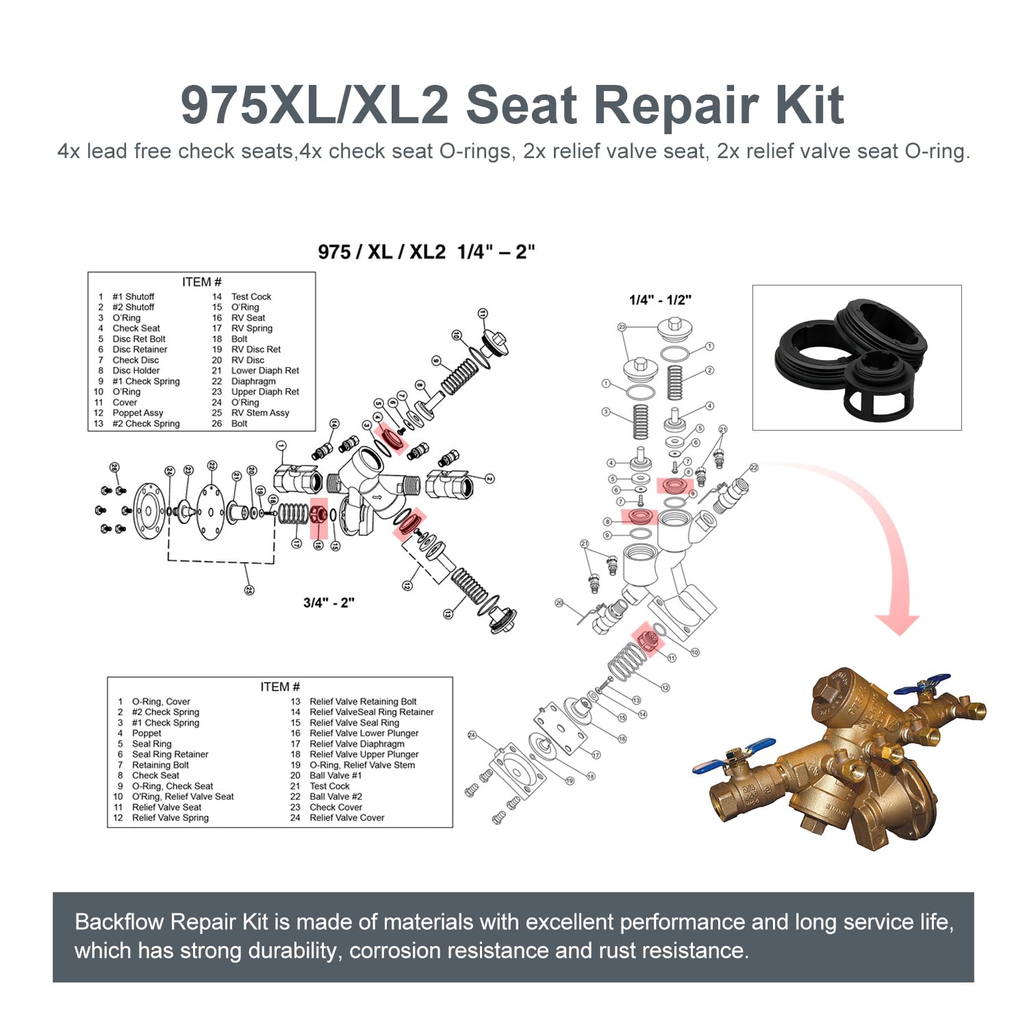 Wilkins 14-975XL Complete Repair Kit - 1/4", 3/8" & 1/2